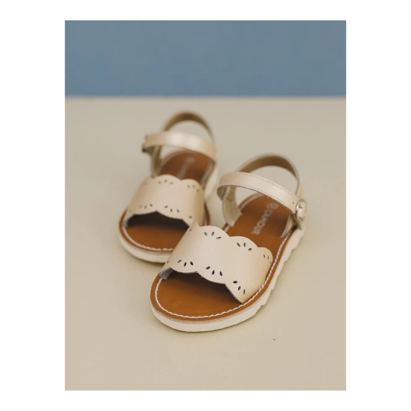 Ella Scalloped Sandal: Champagne
