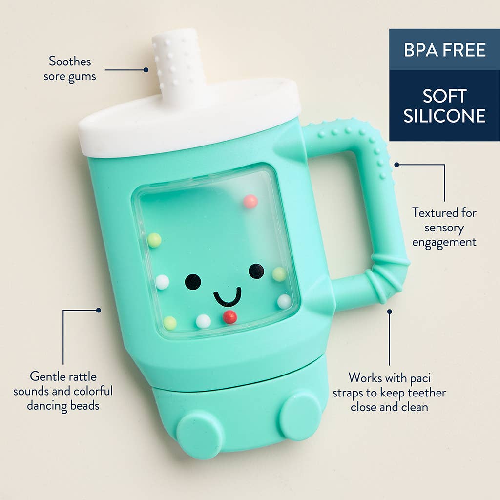 Bitzy Shake™ Silicone Teether with Rattle: Goose