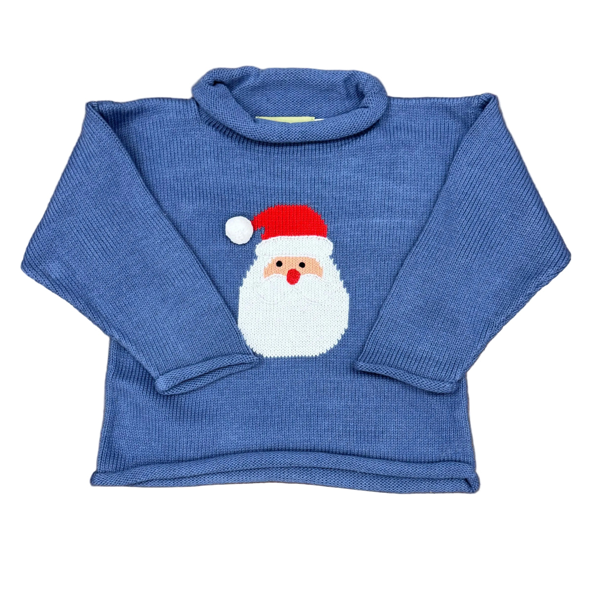 Steel Blue Roll Neck Sweater with Santa