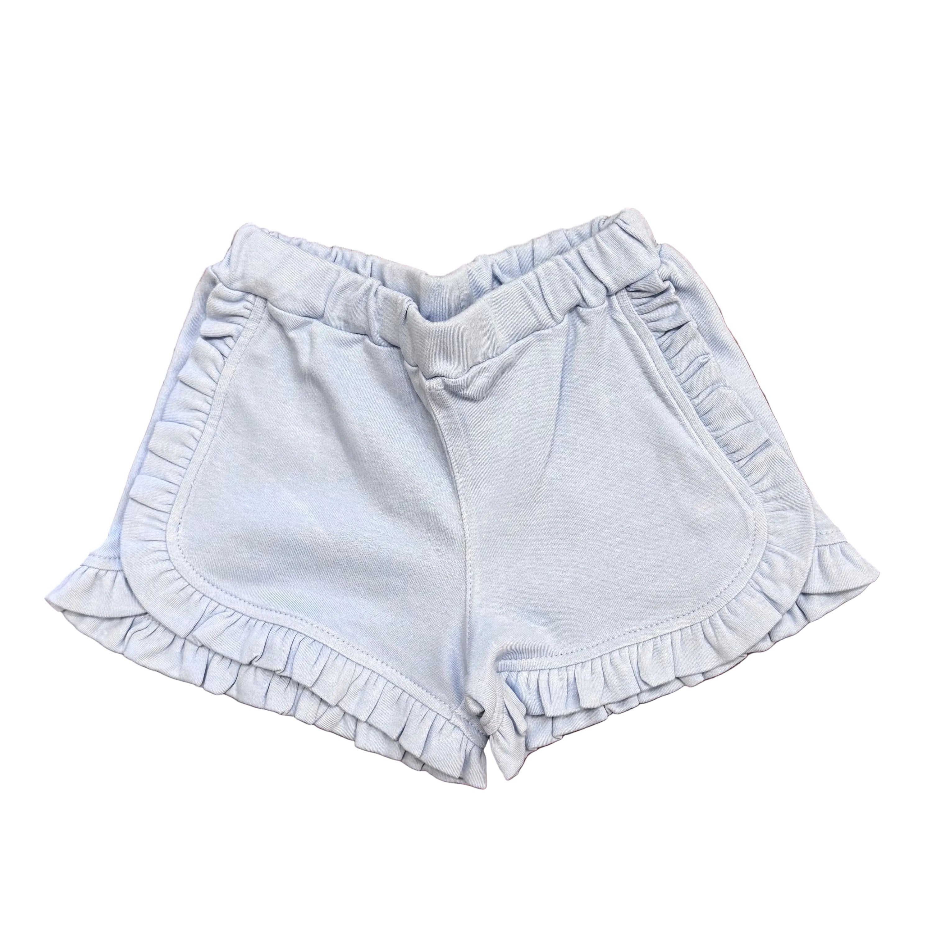 Sky Blue Ruffle Trim Shorts