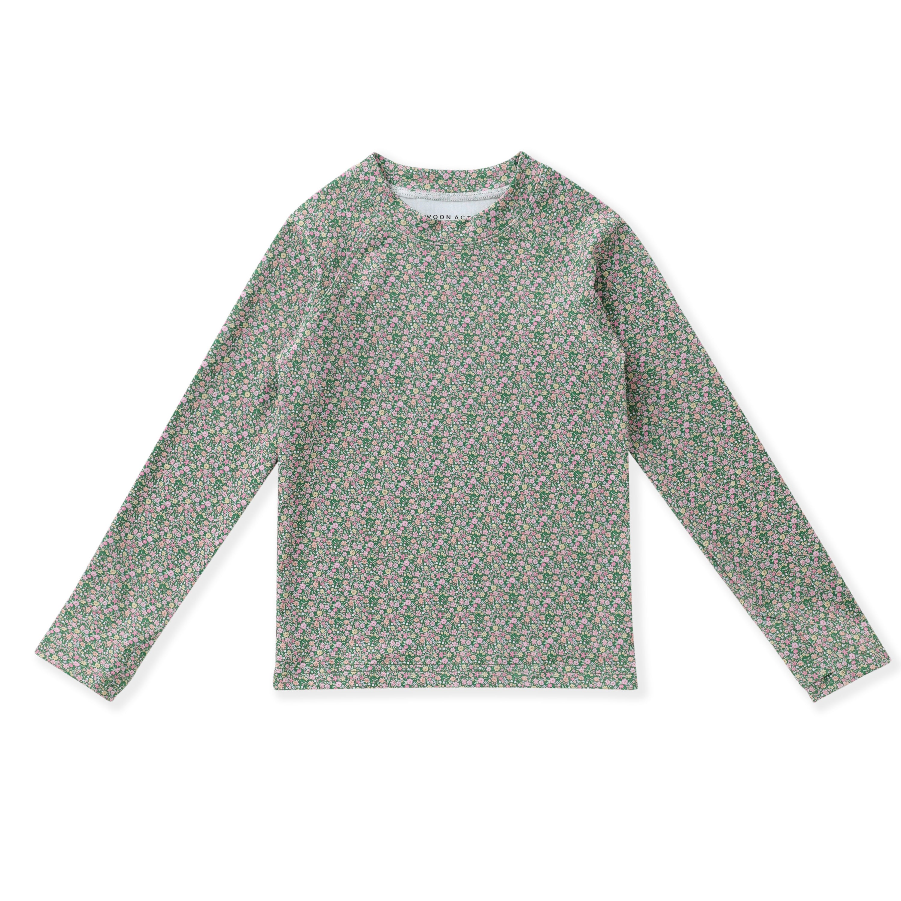 Olive Ditsy LS Top with Finger Hole