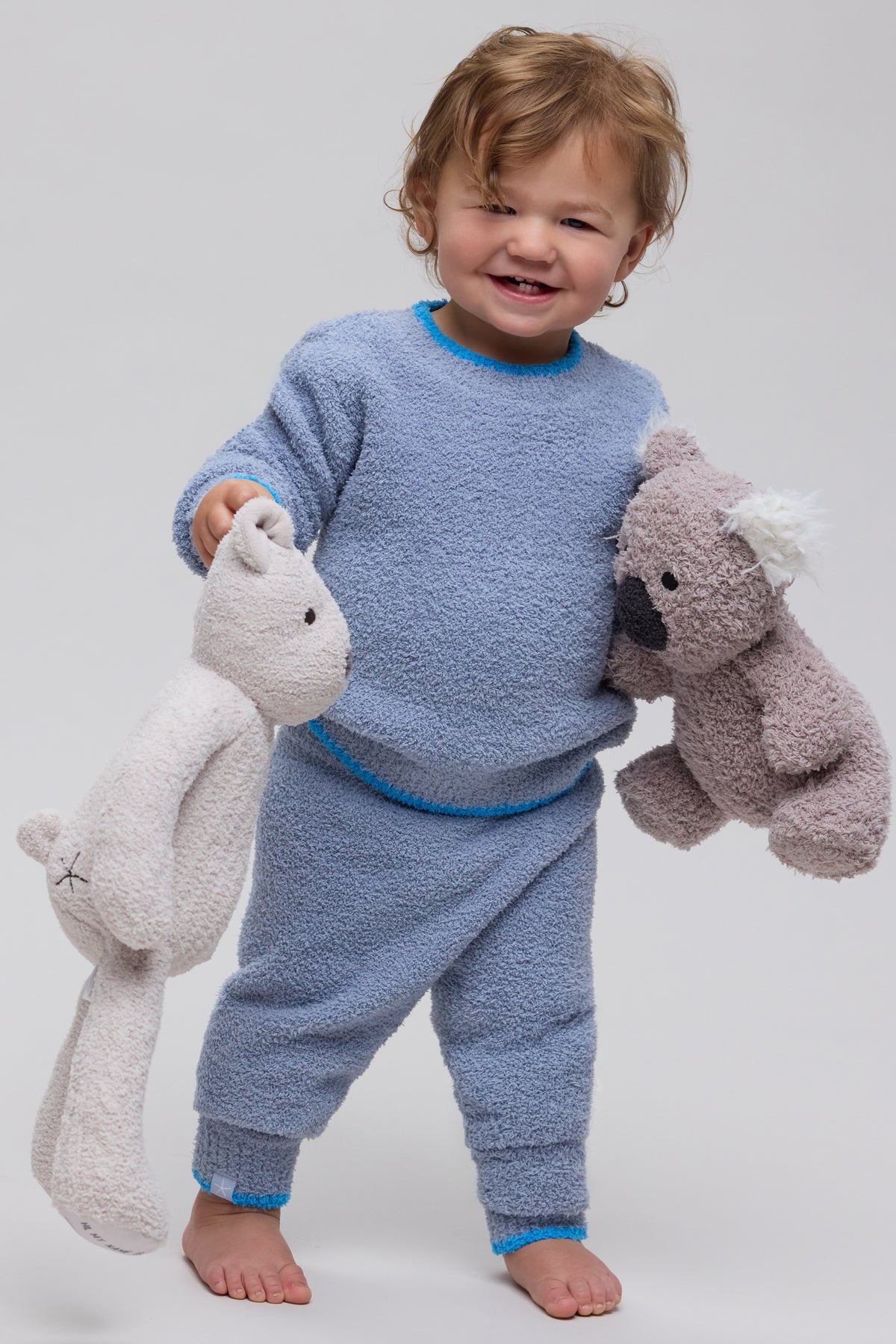 Barefoot Dreams CozyChic® Toddler Tipped Pullover: Chambray / Cyan