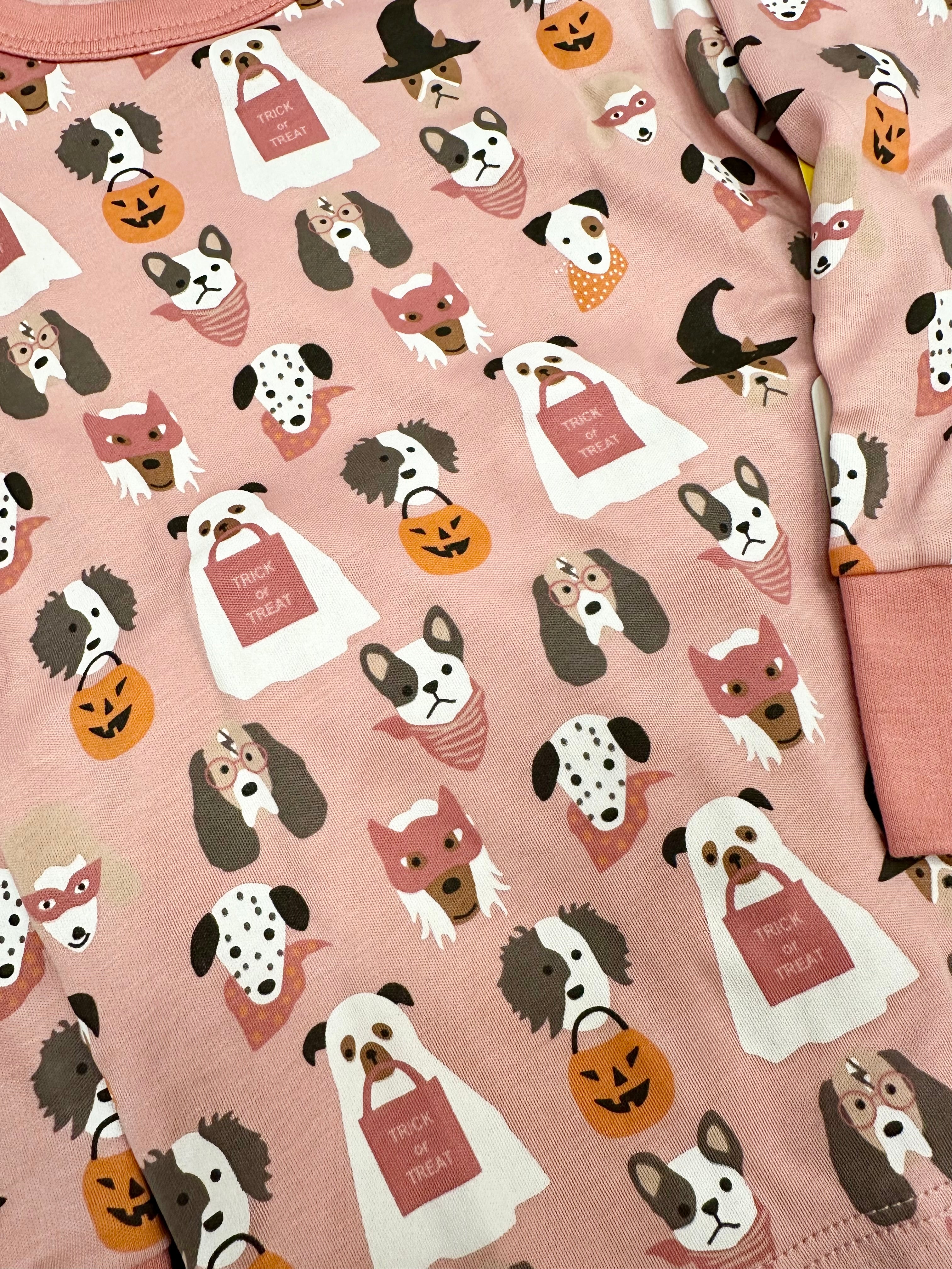 Halloween Hounds Long Pajamas: Dusty Rose