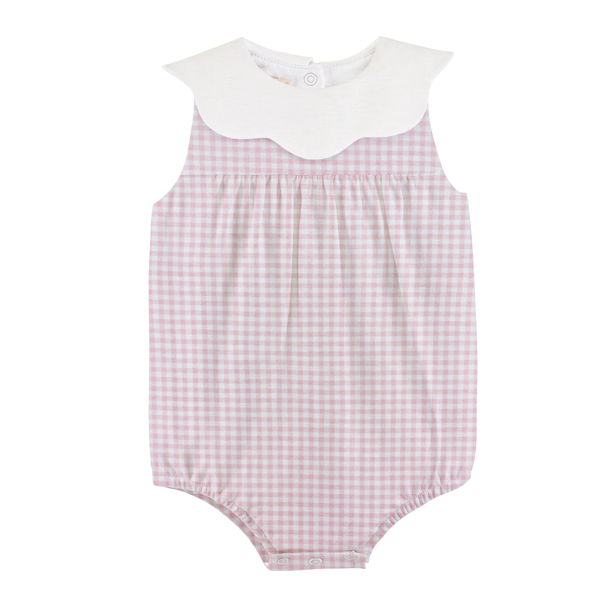 Pink Mini Checks Bubble with Scallop Collar