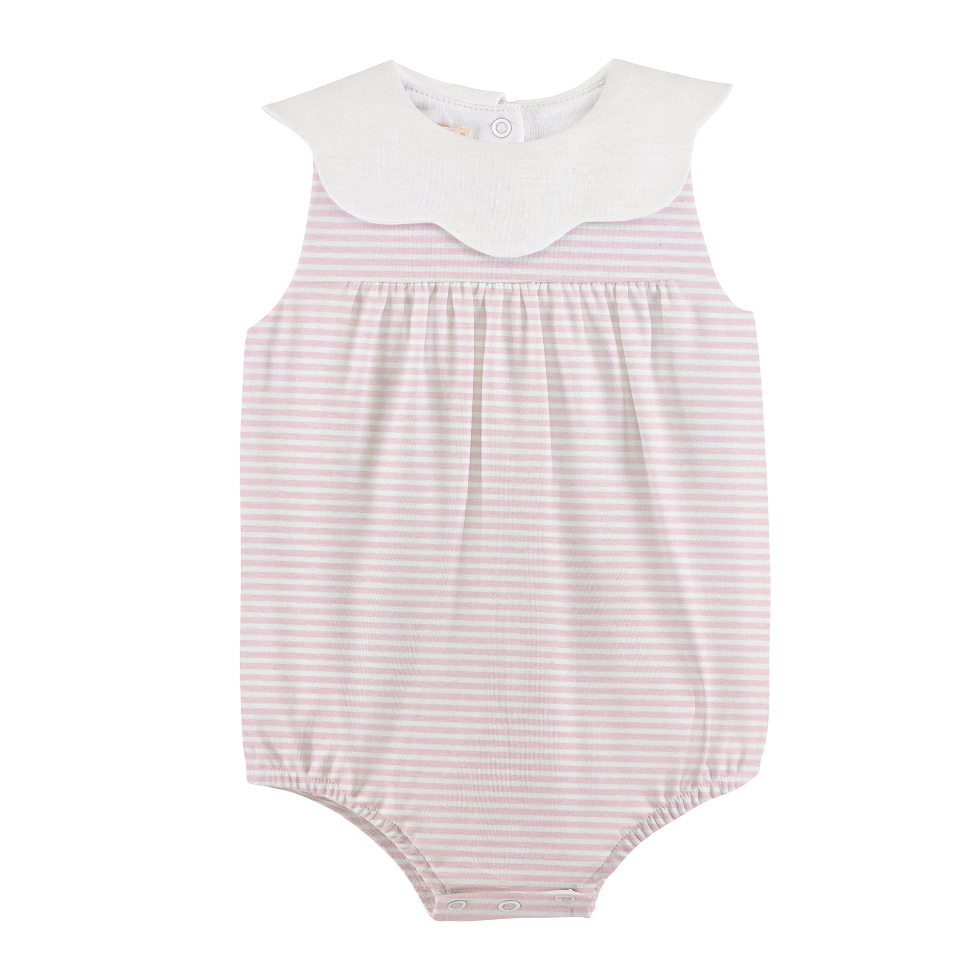 Pink Stripes Scallop Collar Bubble