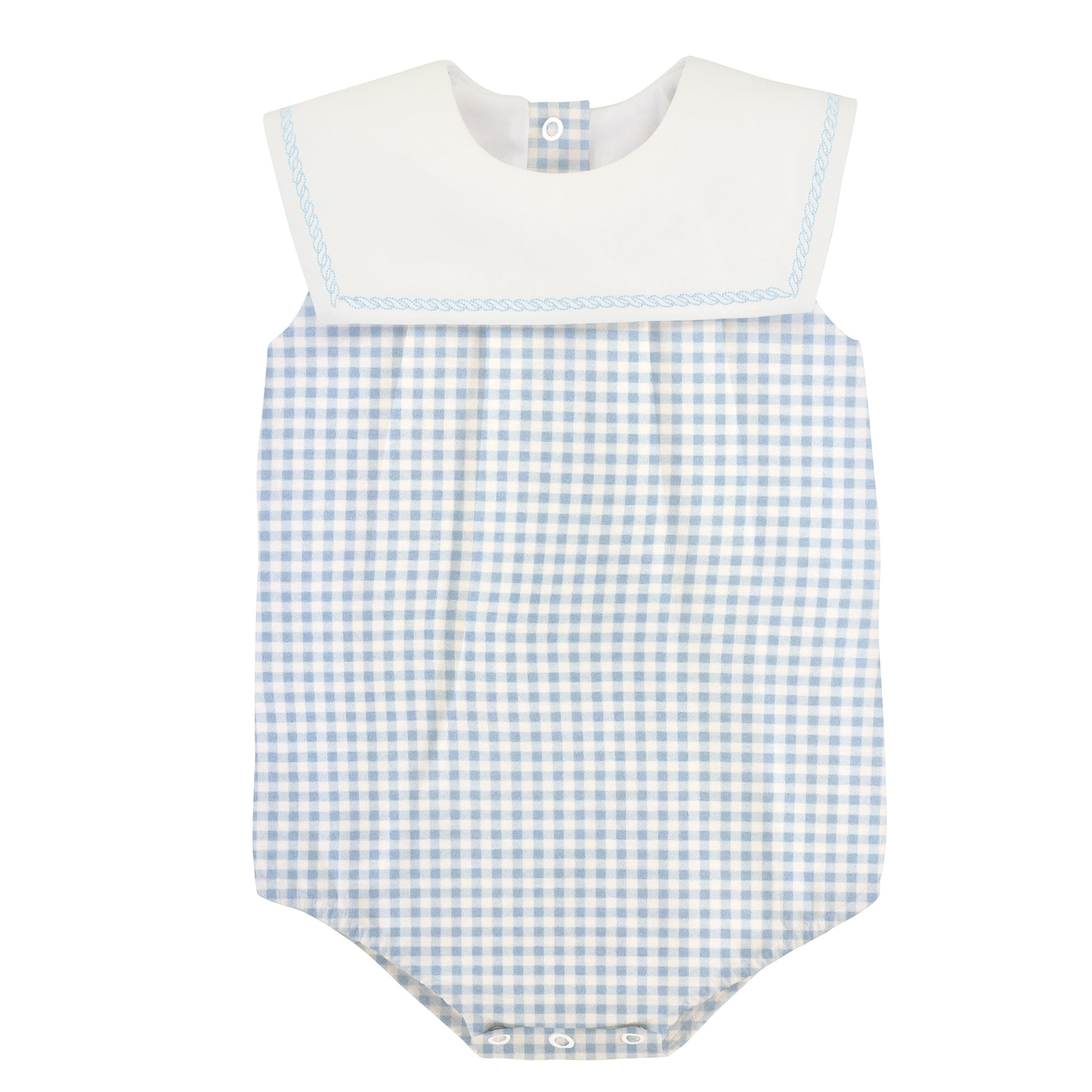 Blue Mini Checks Sailor Bib Bubble