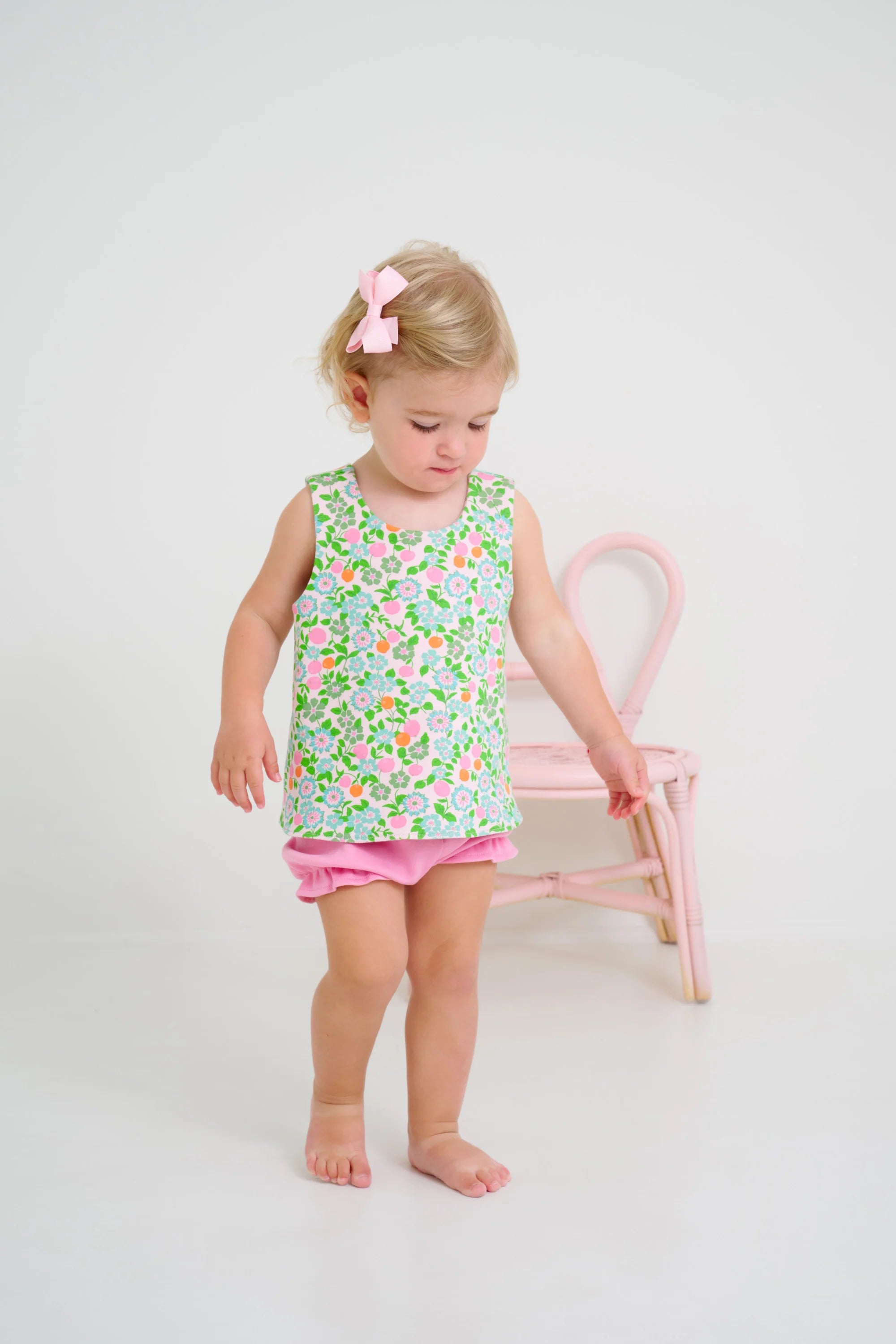 TBBC Pima Bettye Bloomer Set: Natchez and Nectarines with Hamptons Hot Pink