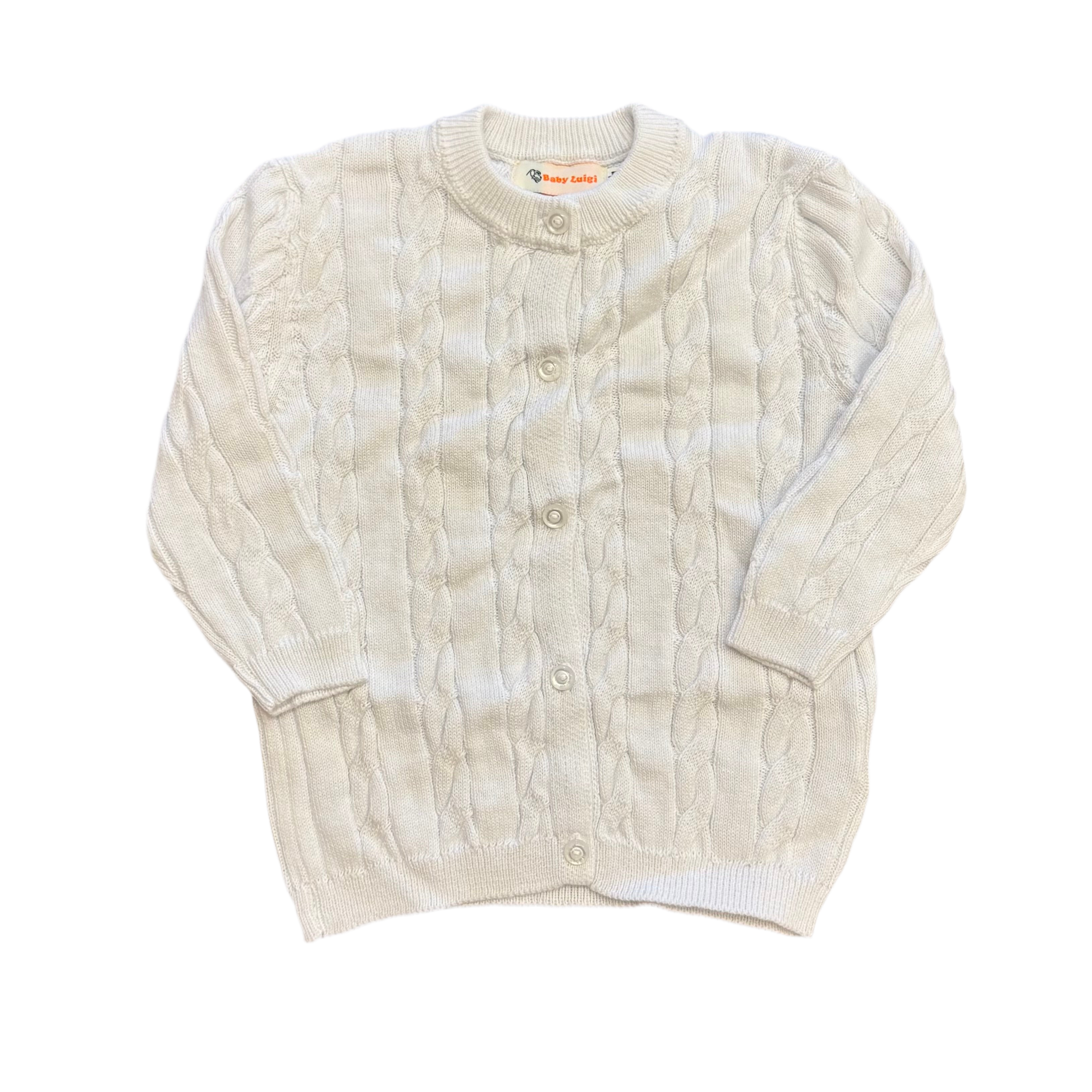 Cable Knit Cardigan: White