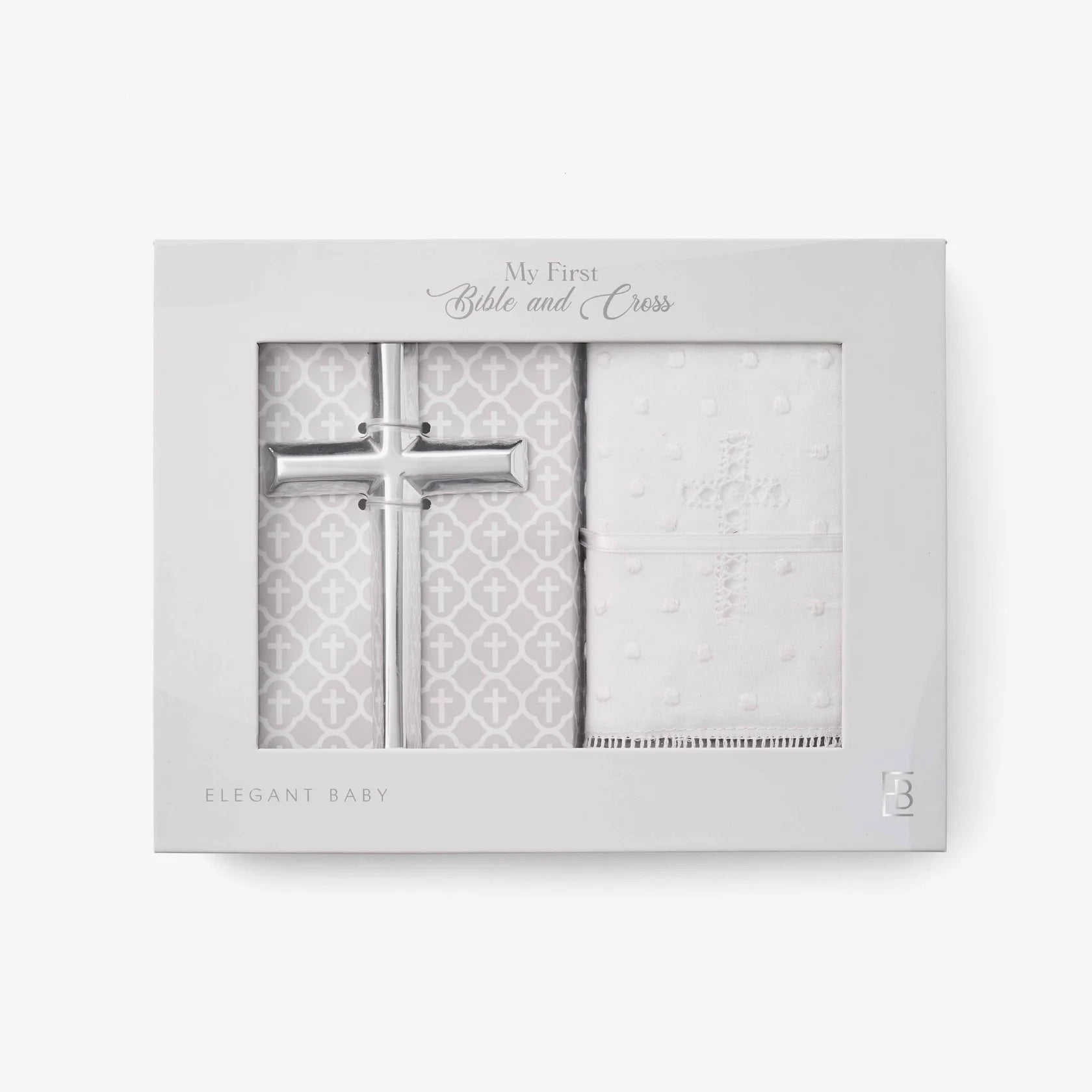 Elegant Baby Heirloom Bible & Cross Gift Set