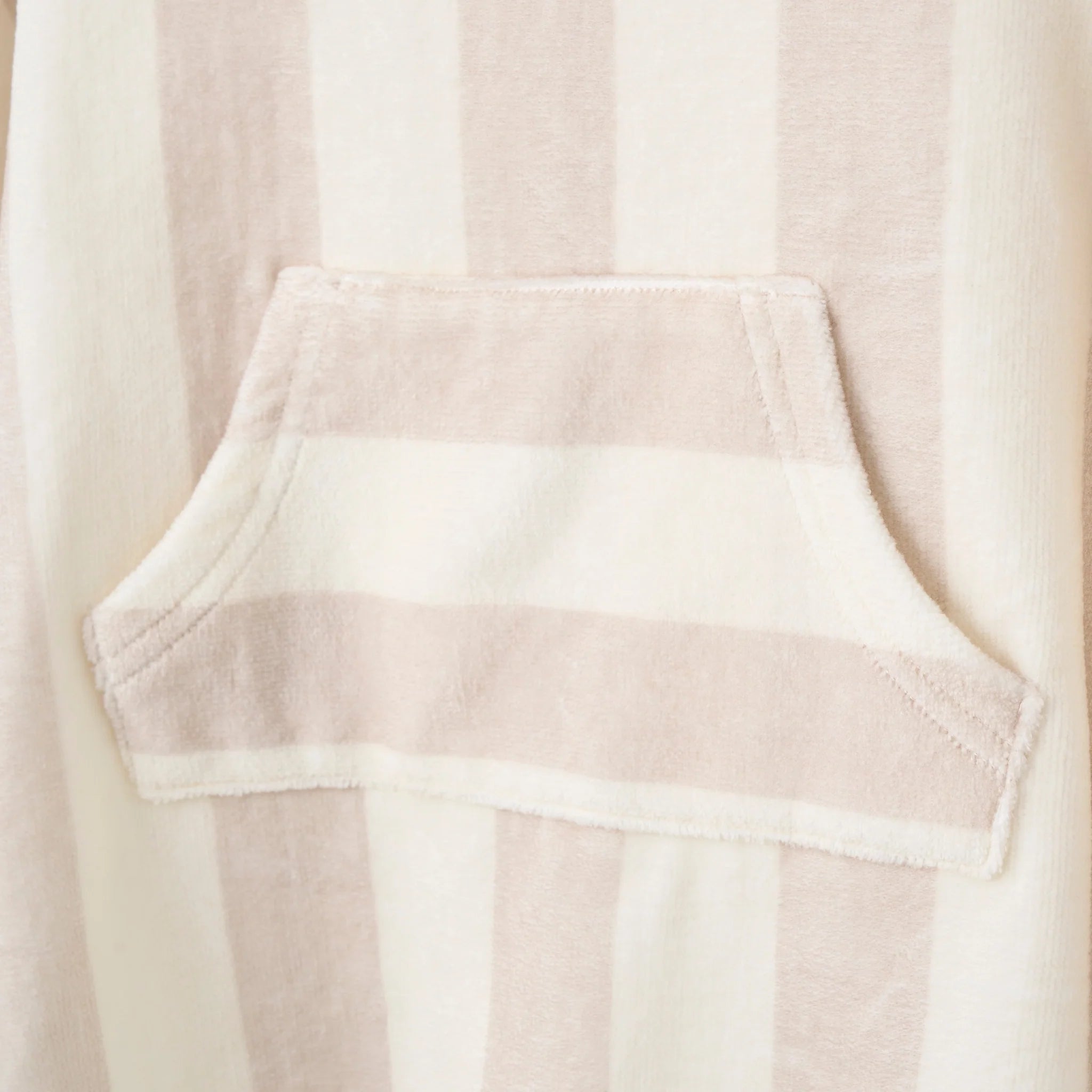 Taupe Stripe Hooded Terry Poncho