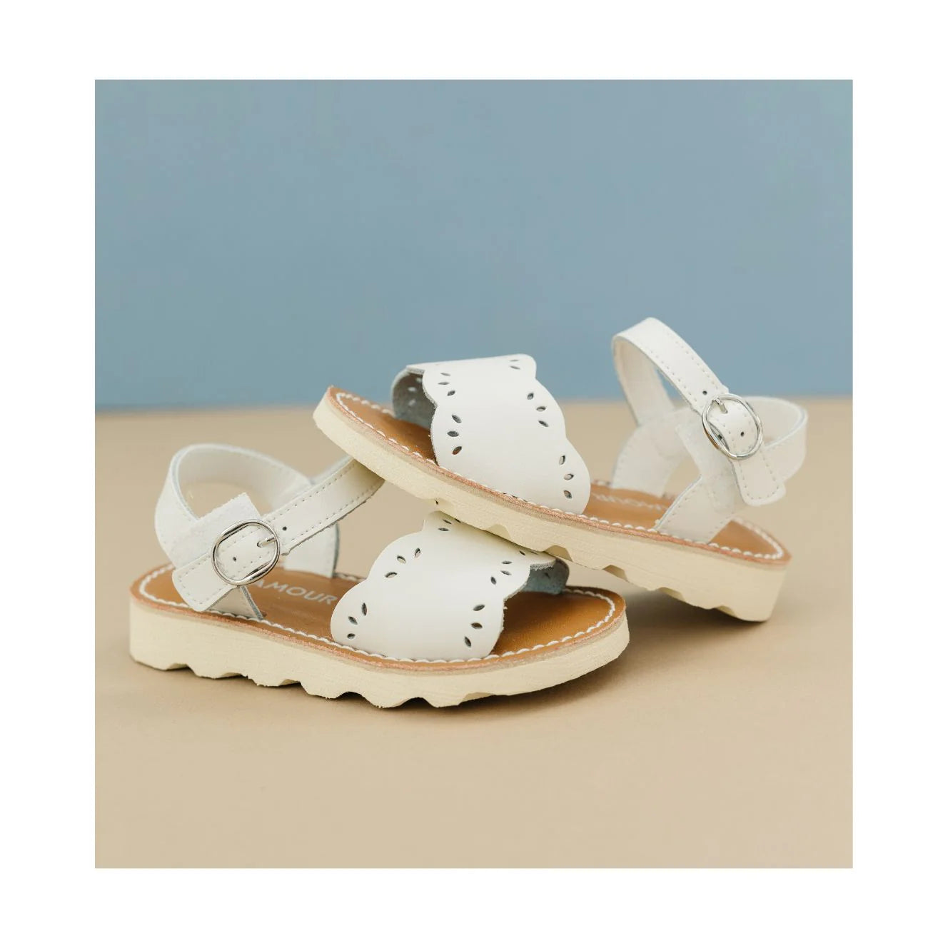 Ella Scalloped Sandal: White