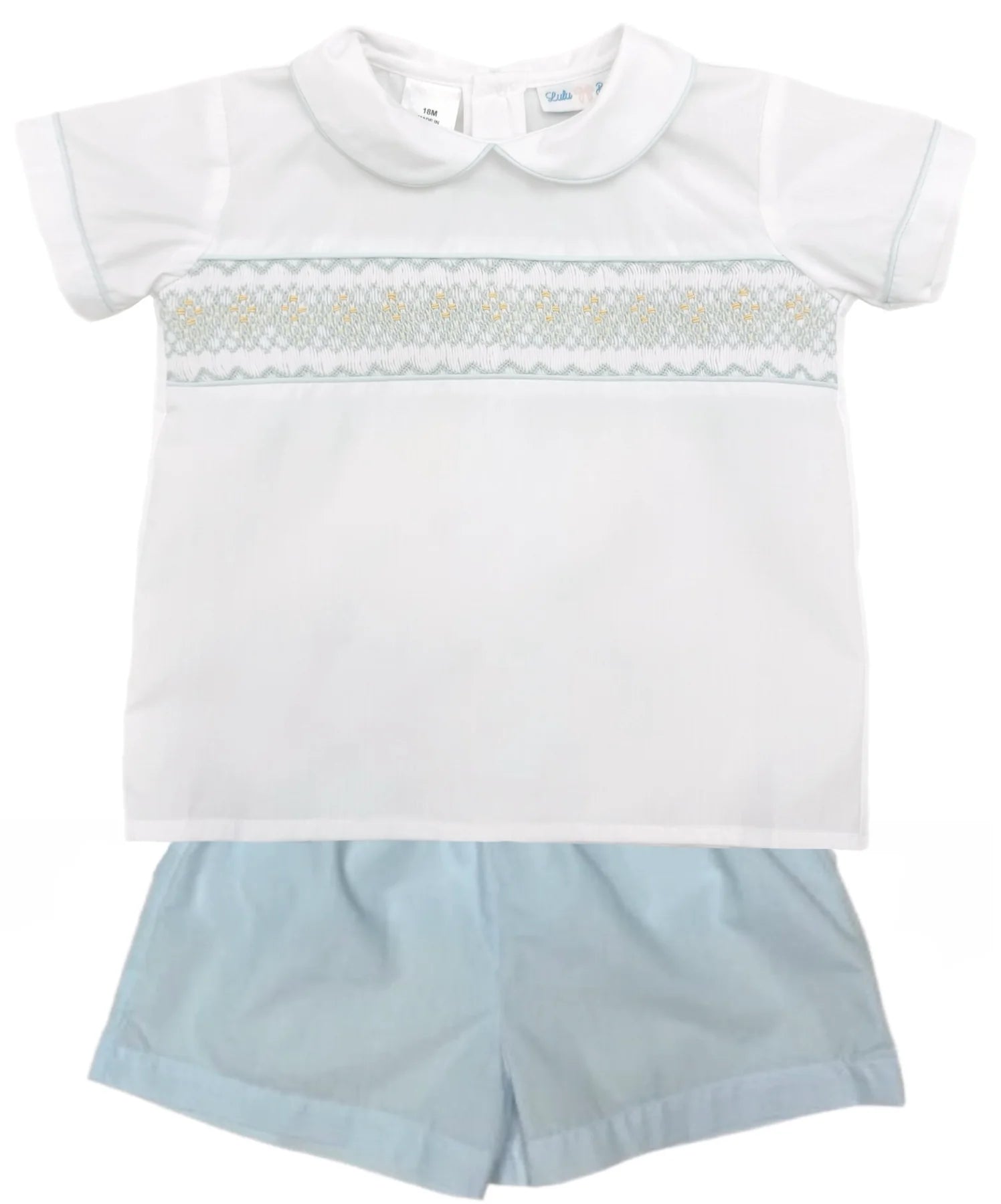 Drew Smocked Short Set: Blue/Mint/Yellow Smocking