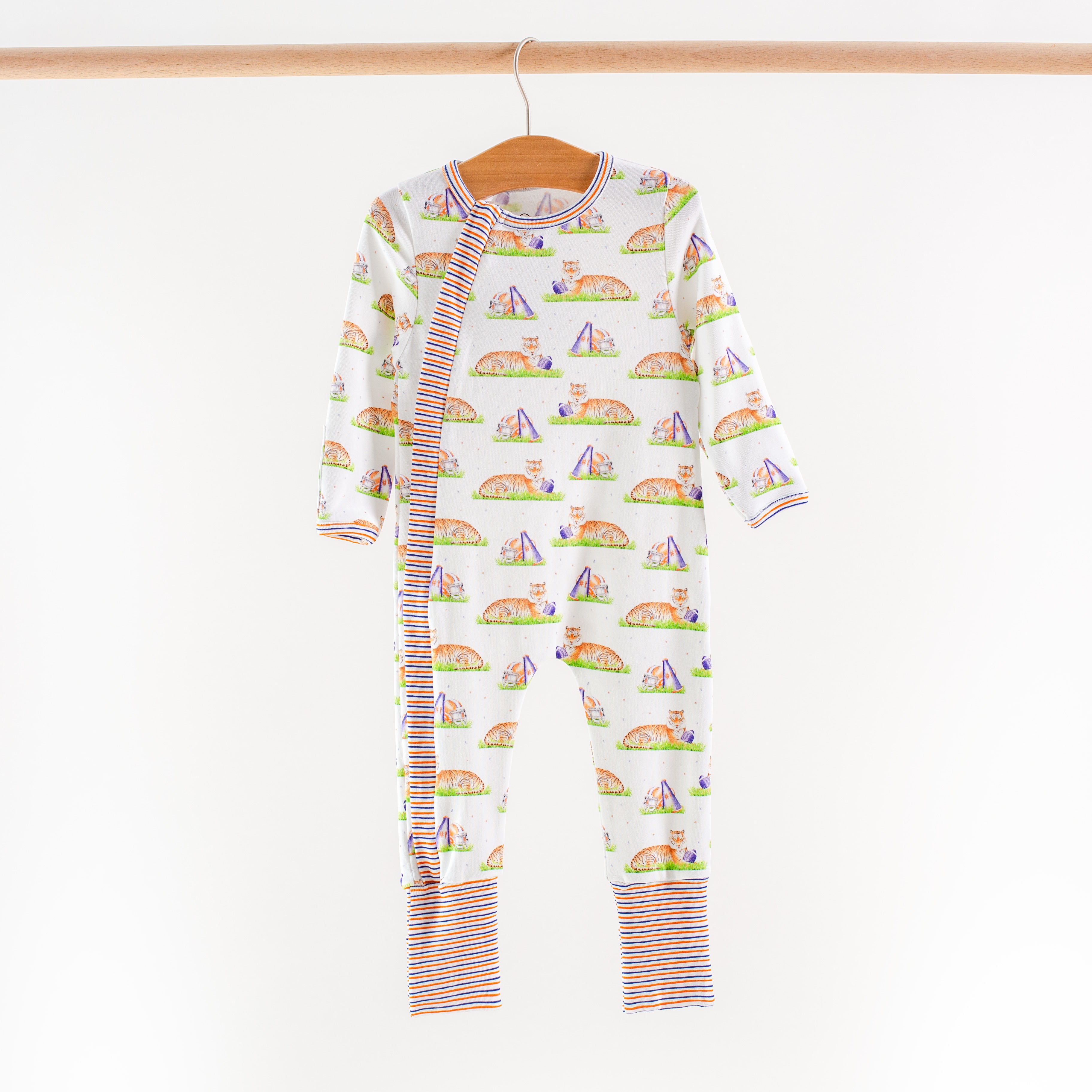 Mascot Mania Organic Cotton Zipper Pajama: Auburn