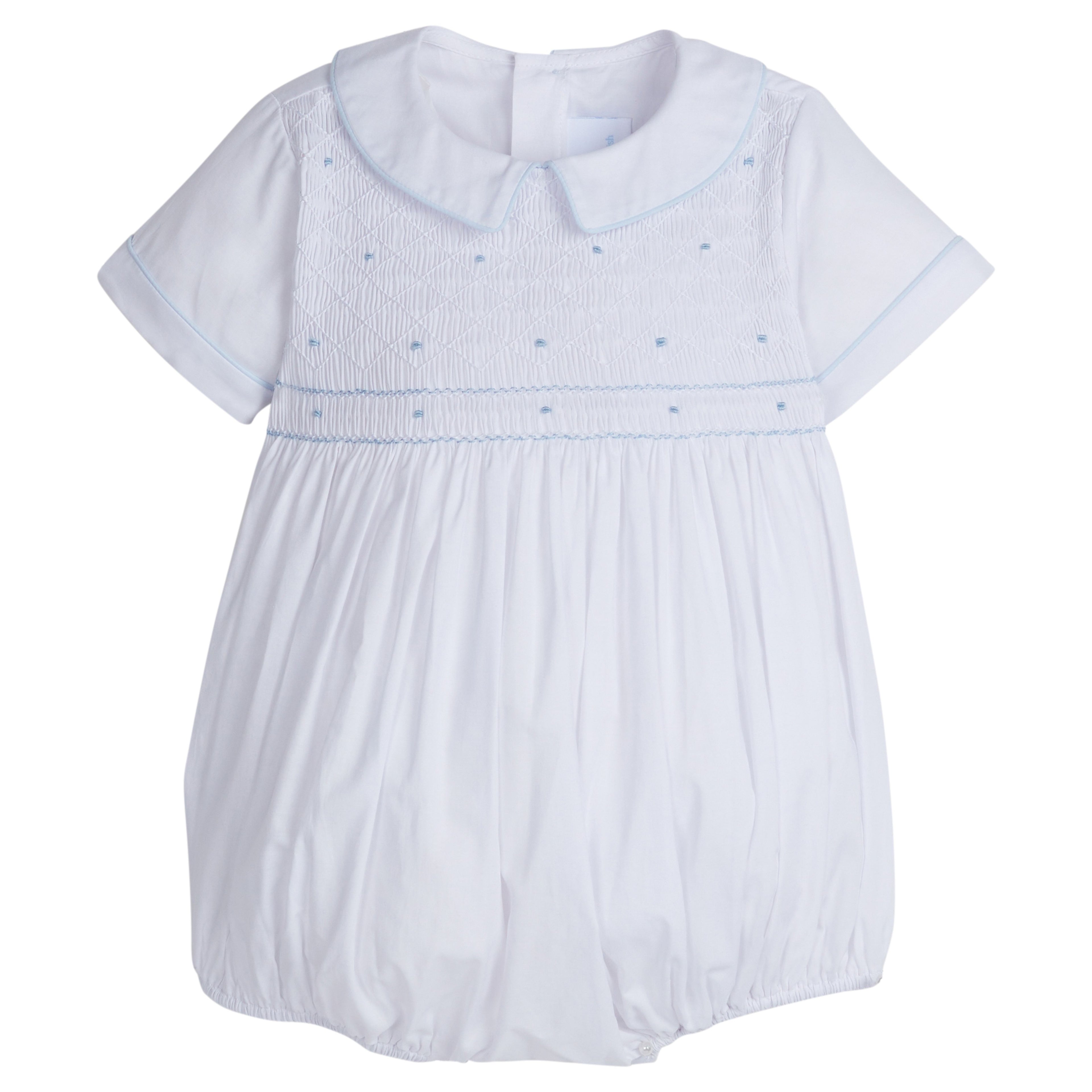 Smocked Theodore Bubble: Light Blue