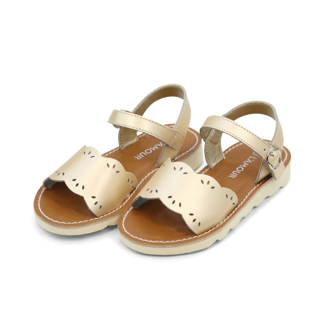 Ella Scalloped Sandal: Champagne