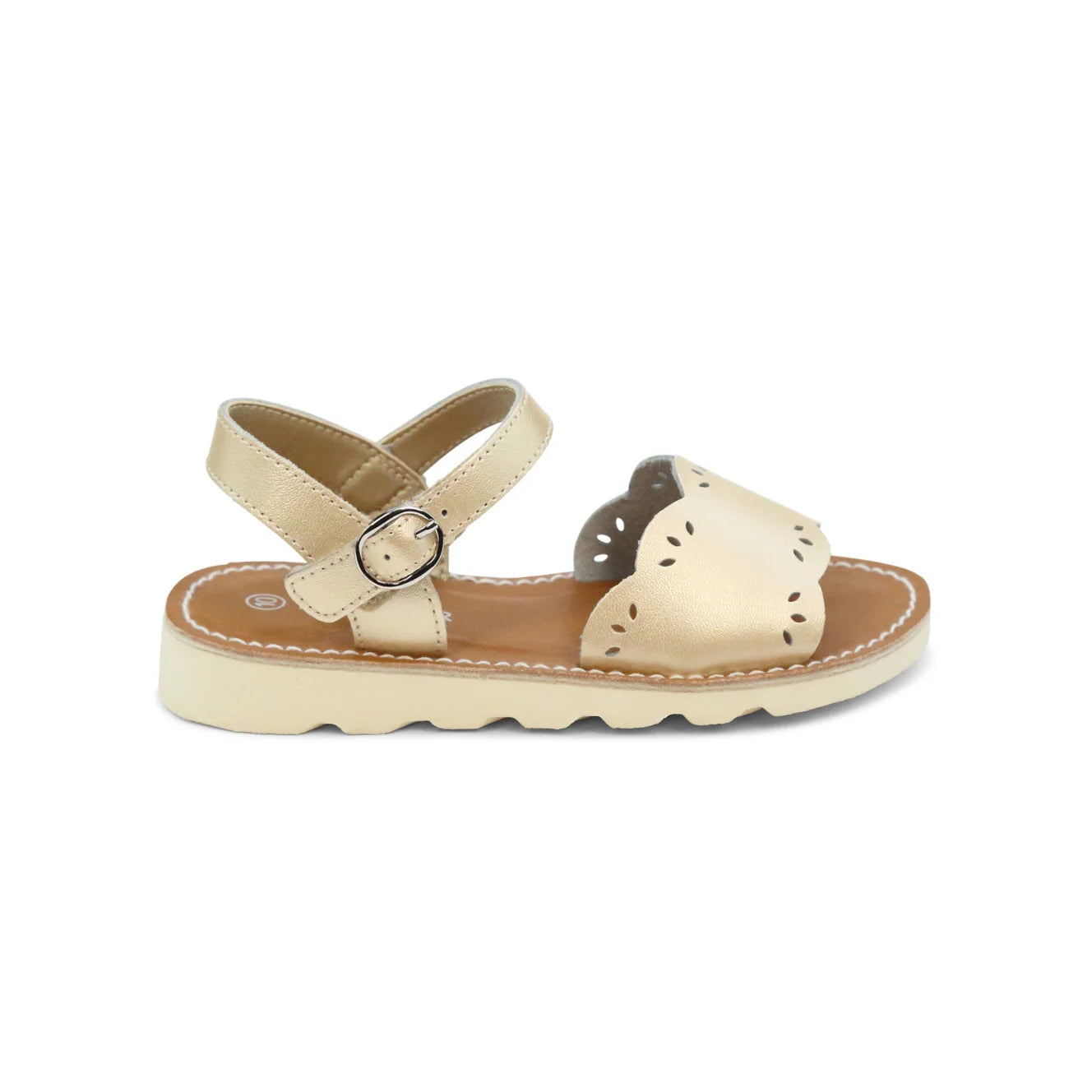 Ella Scalloped Sandal: Champagne