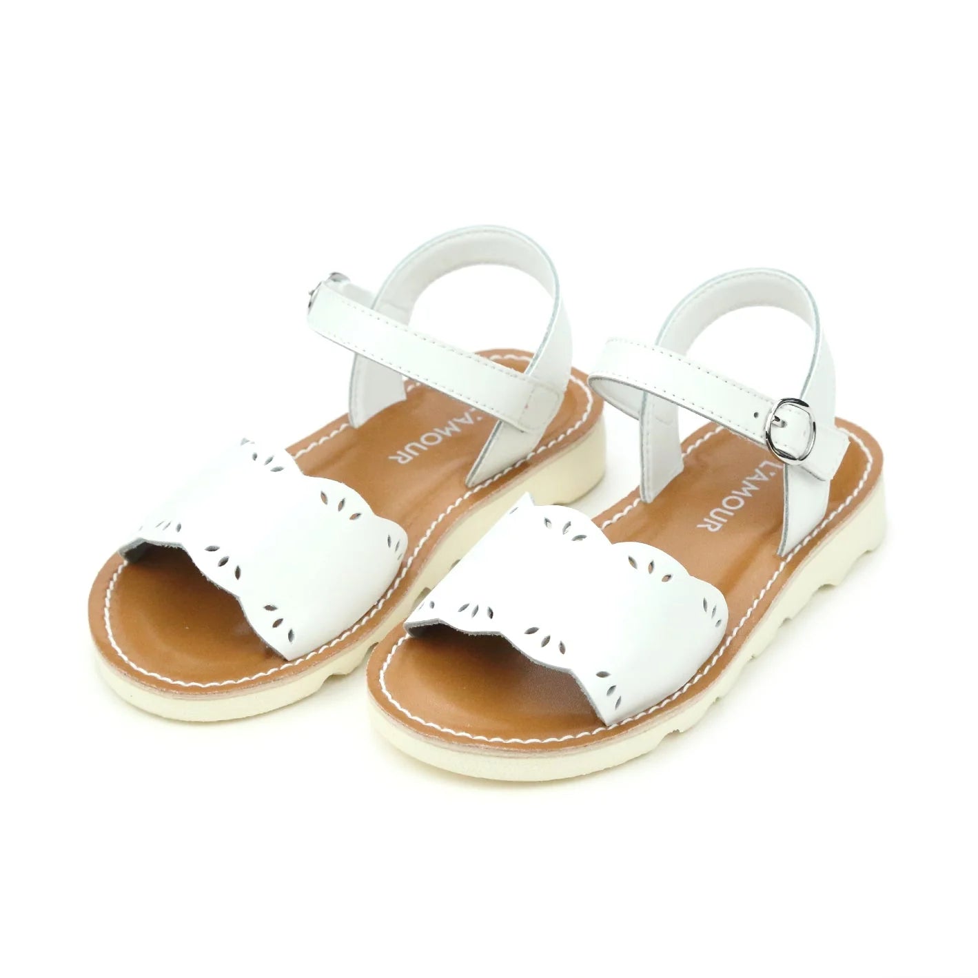 Ella Scalloped Sandal: White
