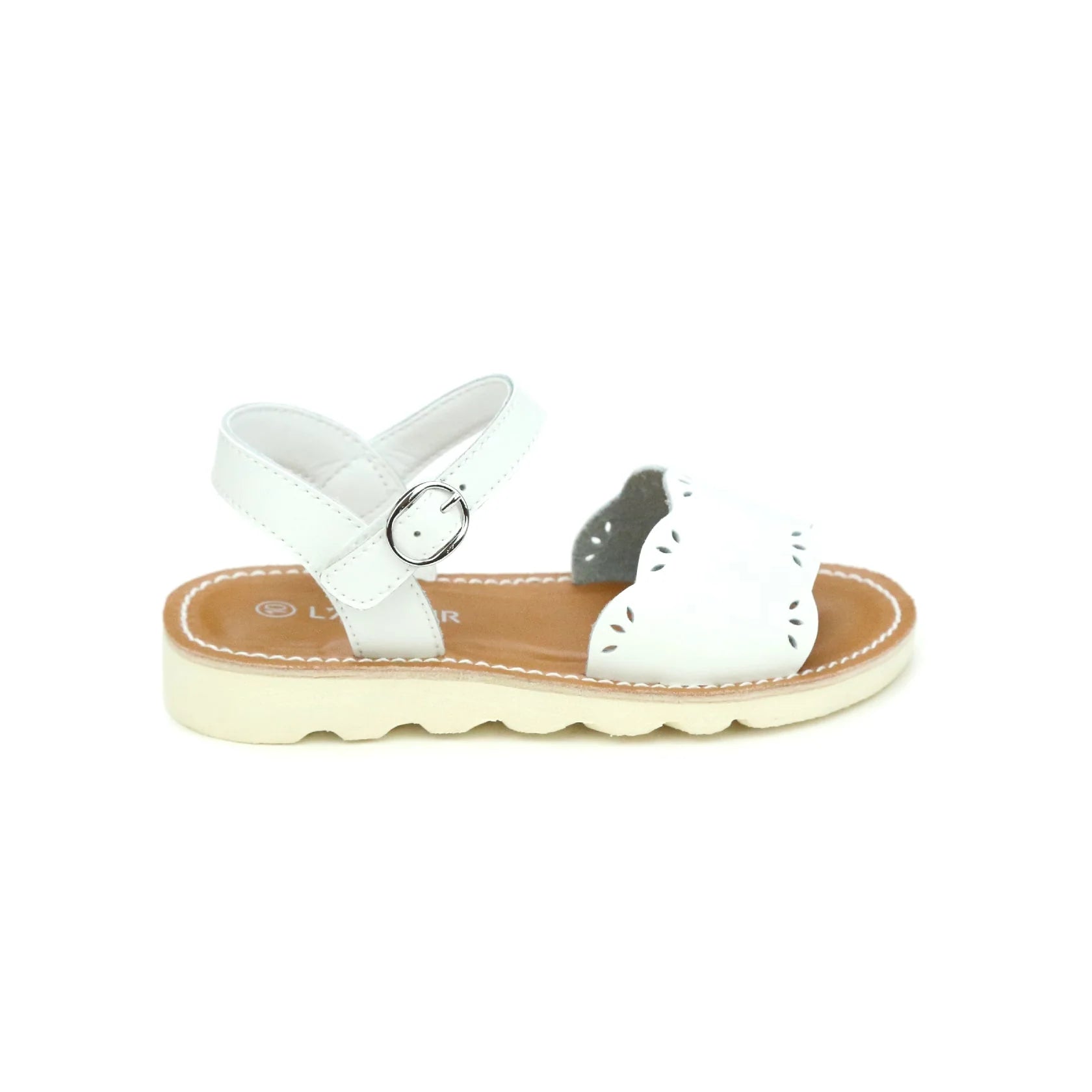 Ella Scalloped Sandal: White