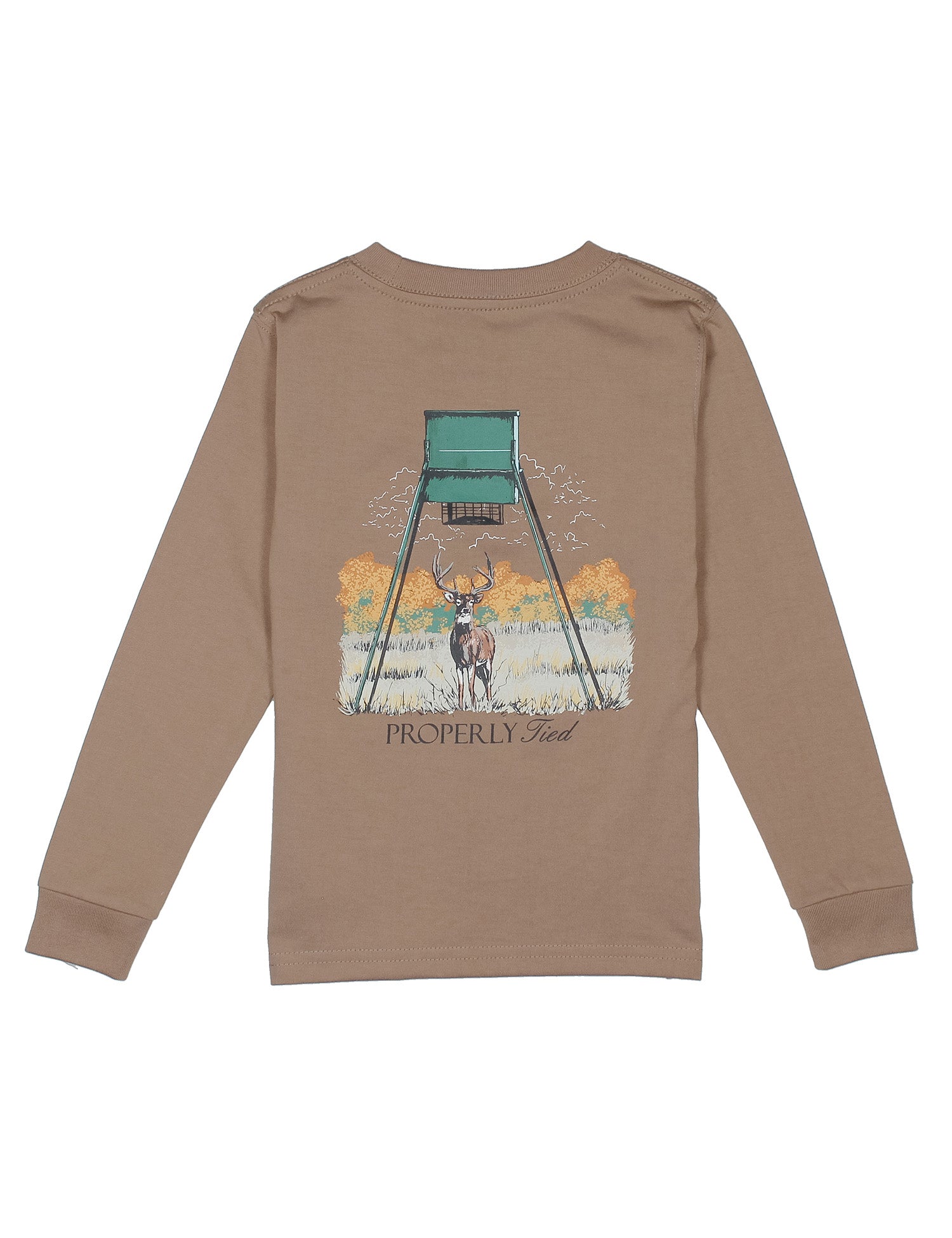 Boys Deer Feeder LS Graphic Tee: Walnut