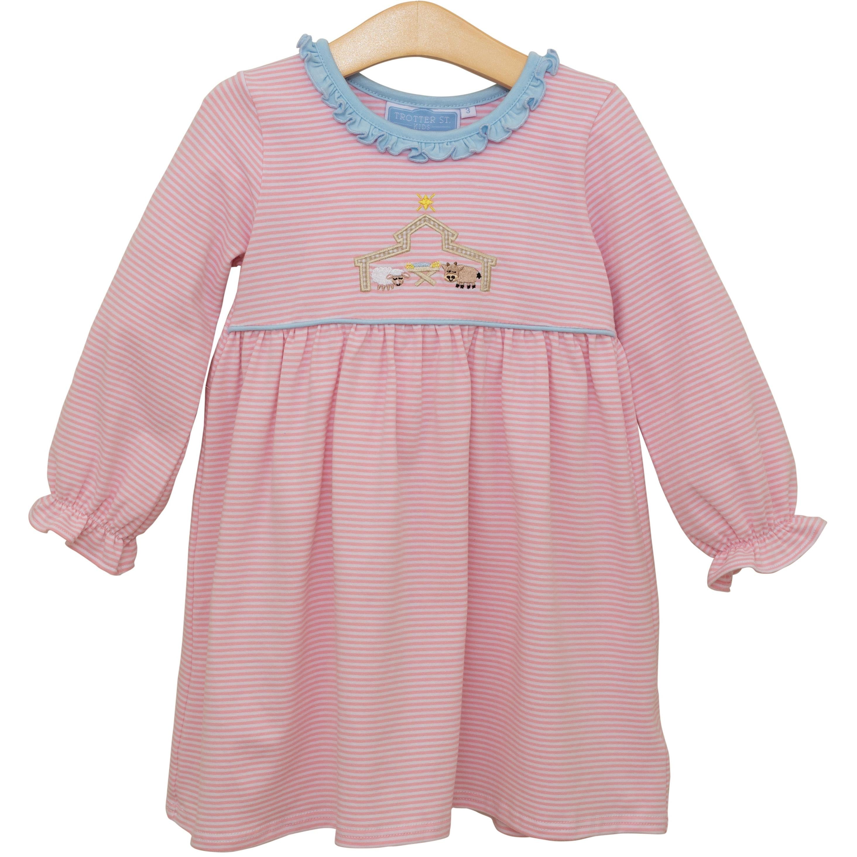 Light Pink LS Nativity Embroidered Dress