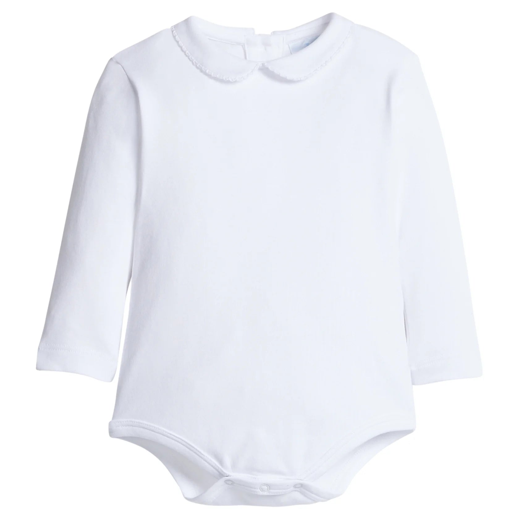 Long Sleeve Peter Pan Picot Trim Onesie & Shirt: White