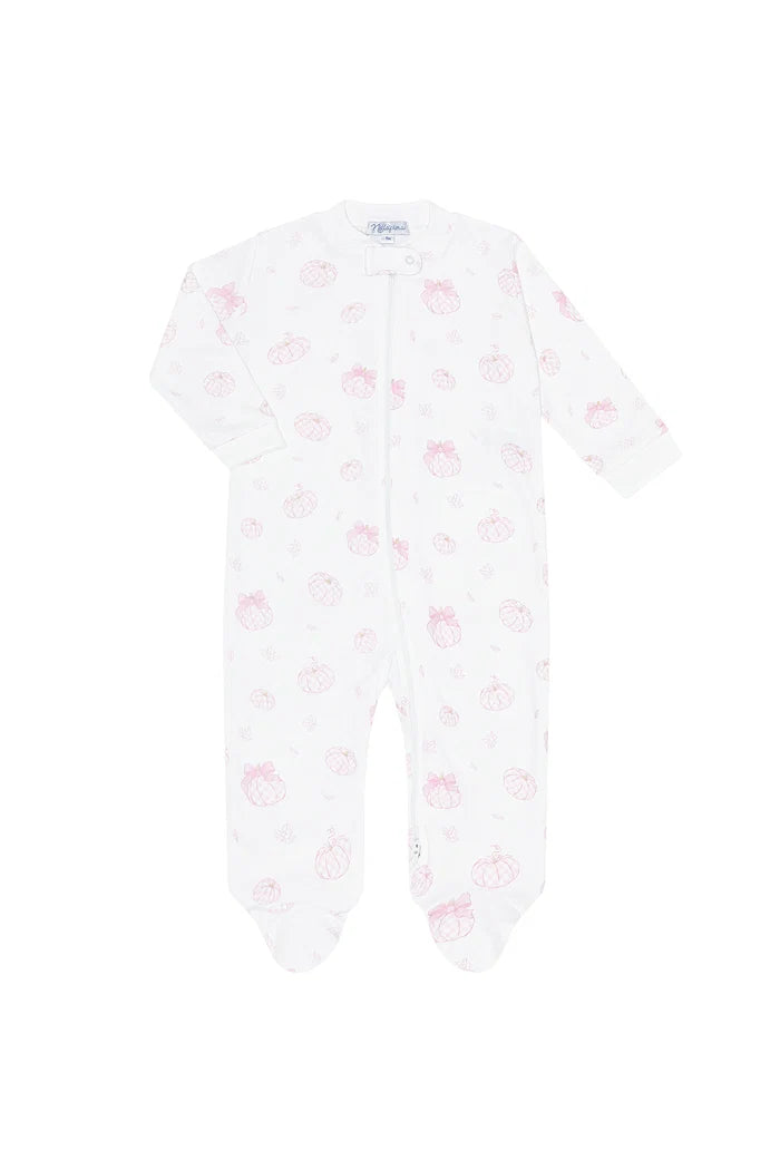Pink Pumpkin Patch Zipper Footie