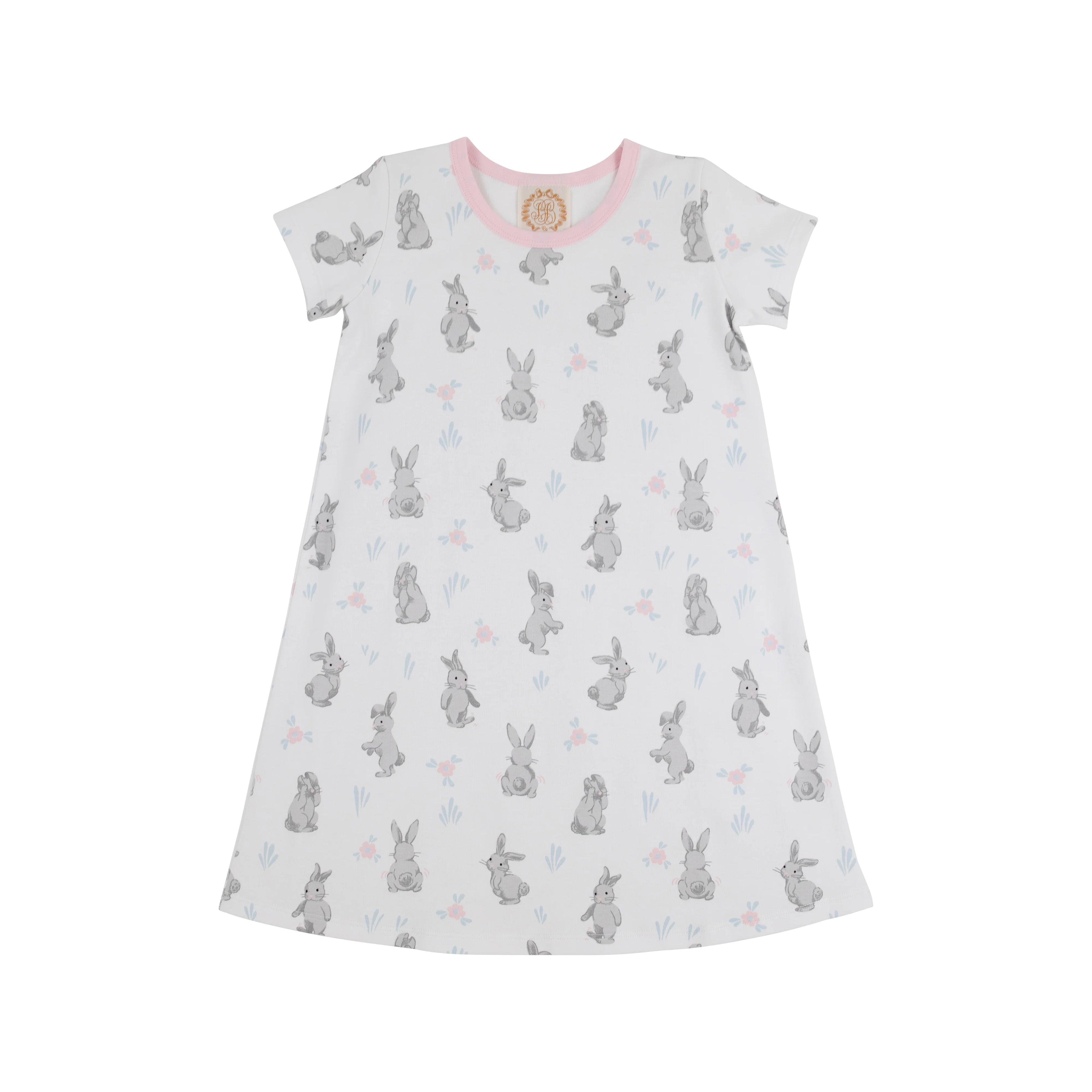 TBBC Polly Play Dress: Broad Street Bunnies with Palm Beach Pink