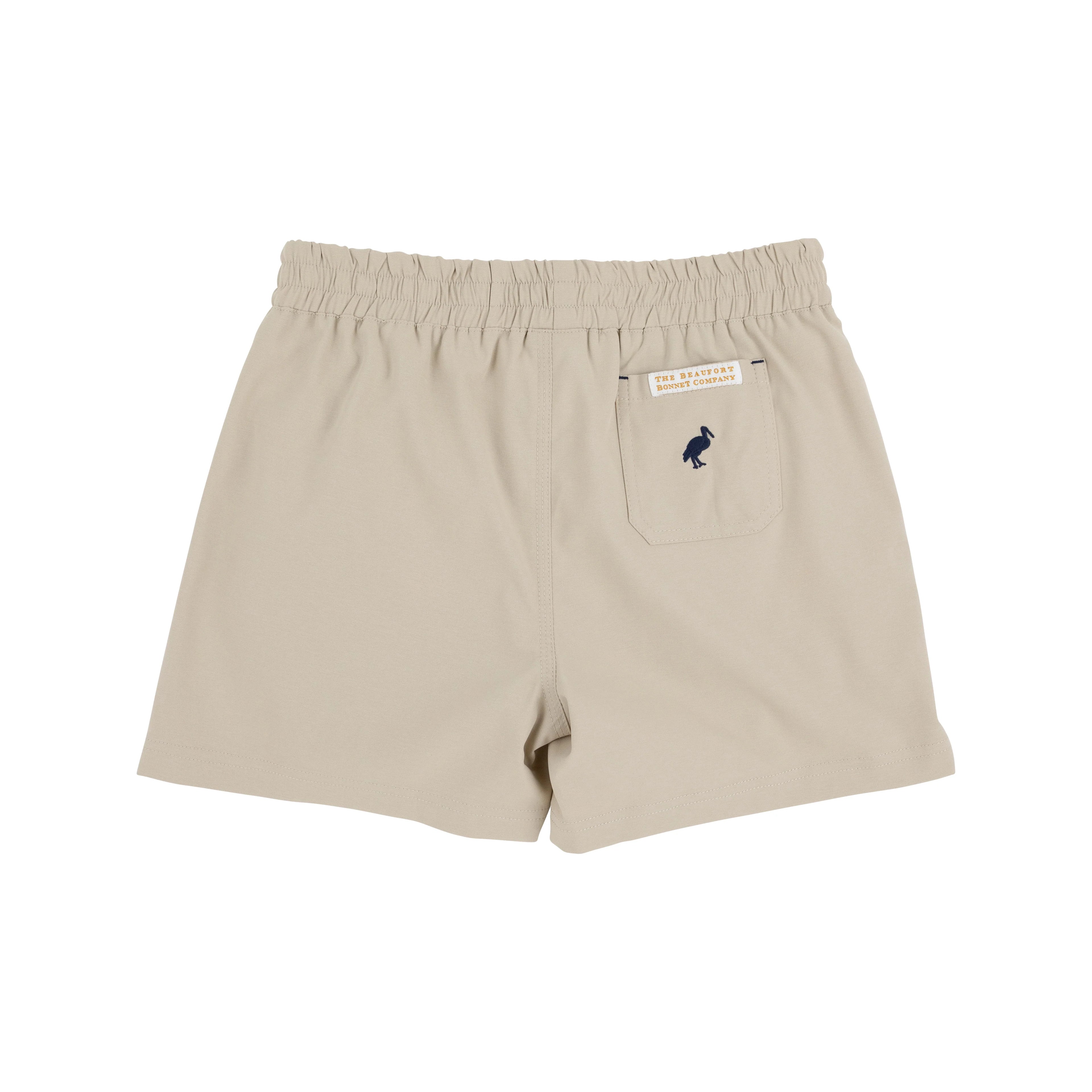 TBBC Prepletic Sheffield Shorts: Keenland Khaki with Nantucket Navy Stork
