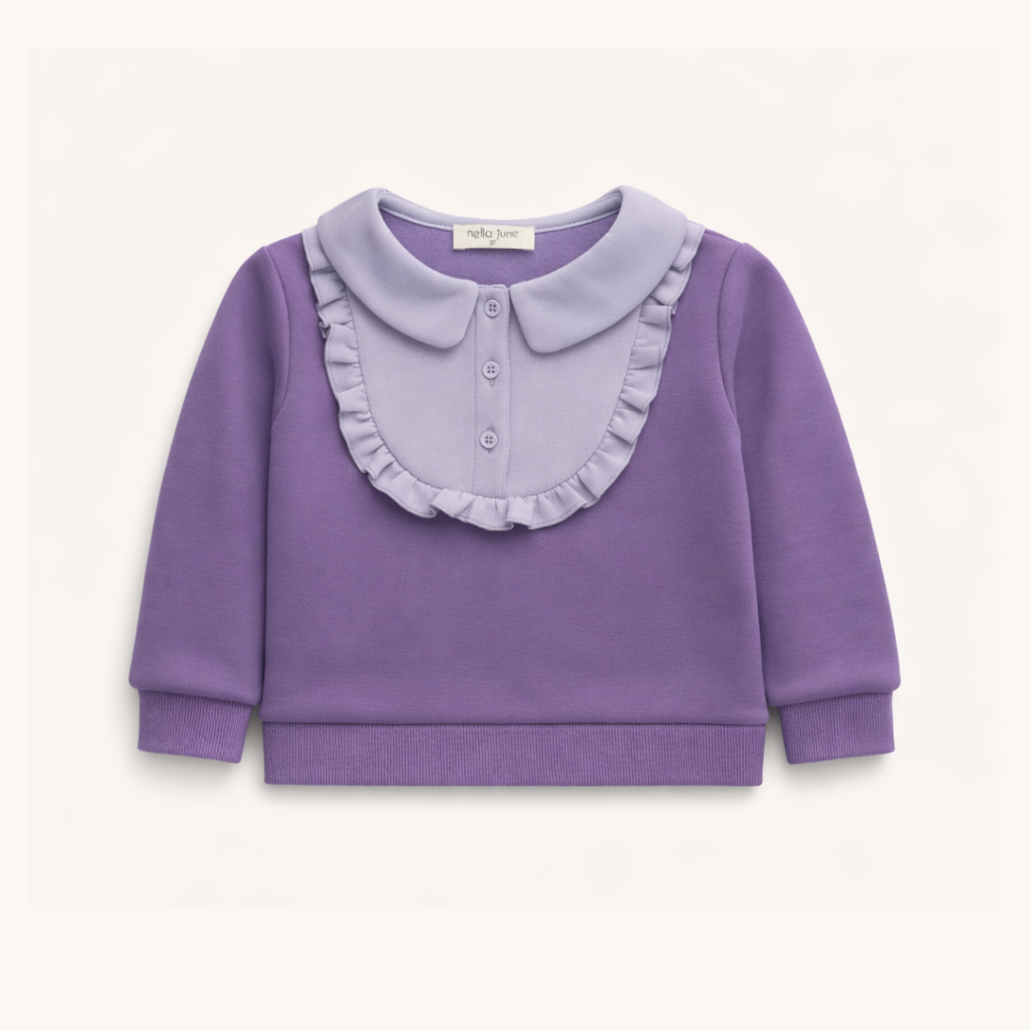 Ruffle Half Button Sweatshirt: Purple