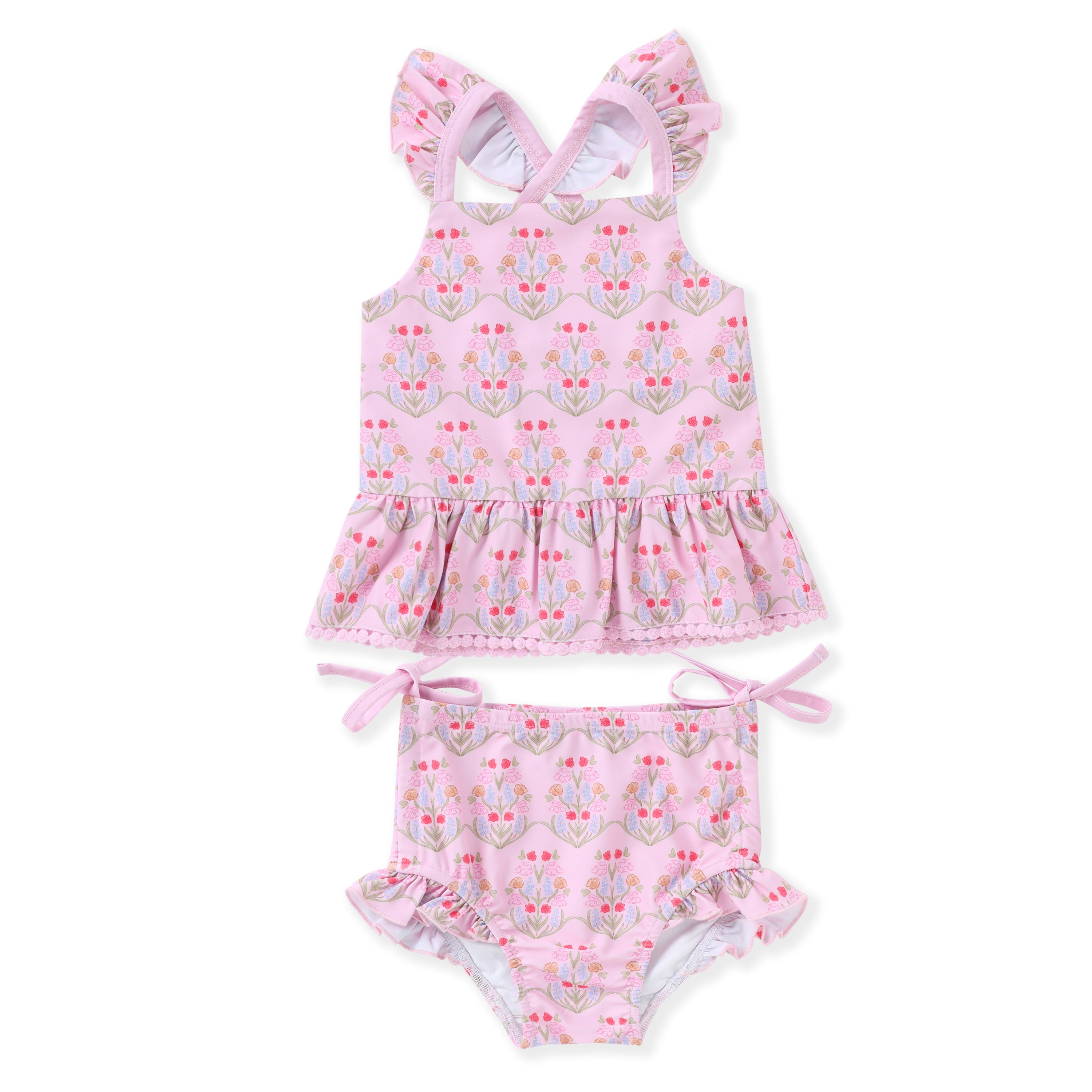 Pink Floral 2-Piece Tunic Swimsuit