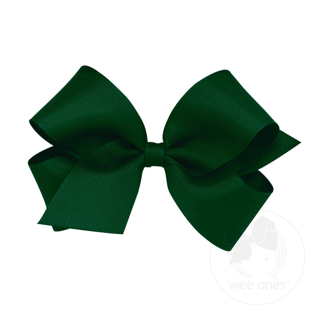 Medium Classic Grosgrain Hair Bow: Forest Green