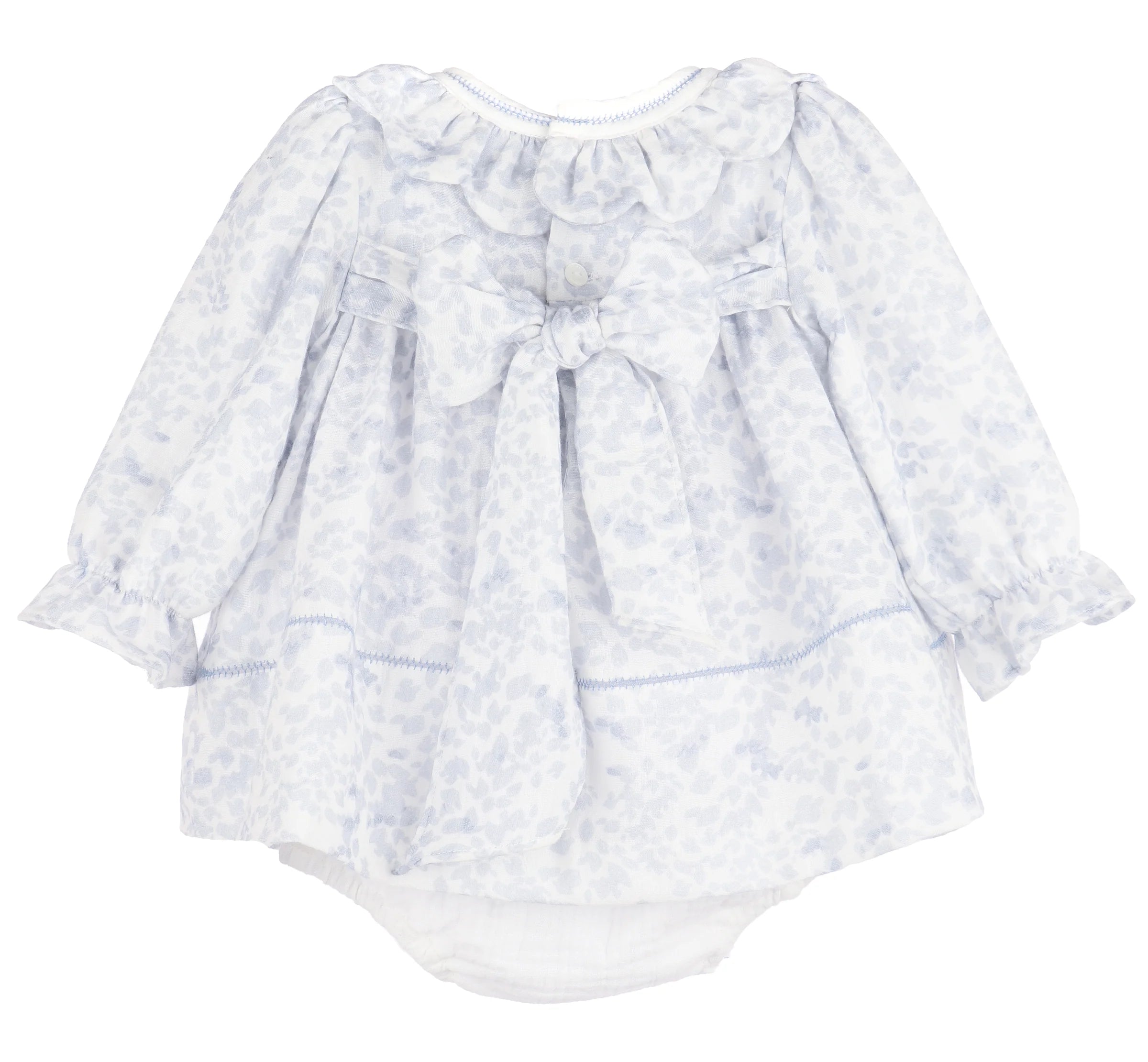 Frosty Floral Scallop Ruffle Float Dress: Blue