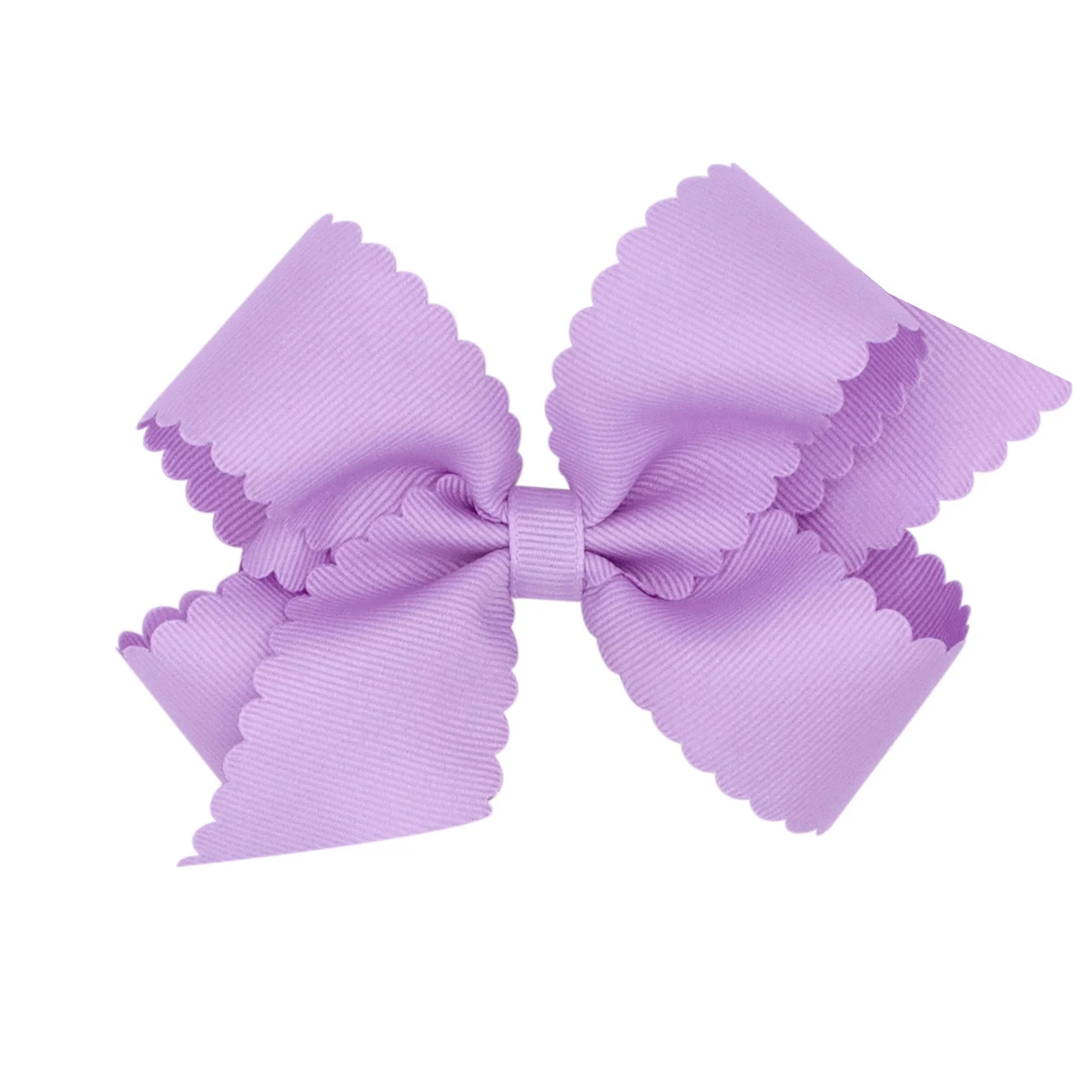 Grosgrain Hair Bow with Scalloped Edge: Light Orchid
