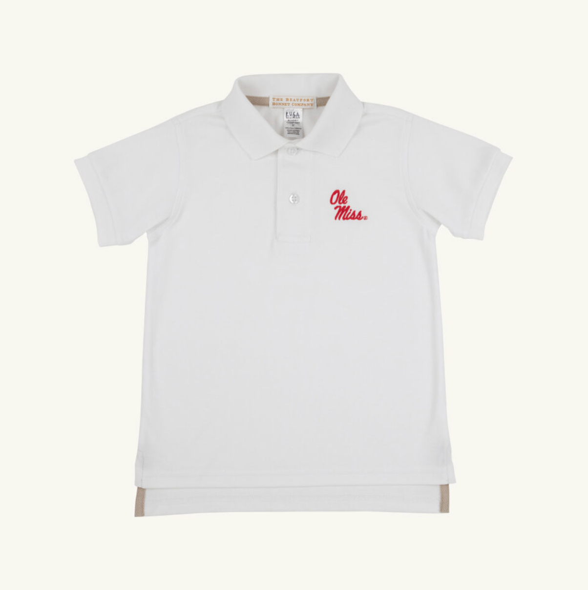 TBBC SS Prim & Proper Polo: Worth Ave White/Ole Miss