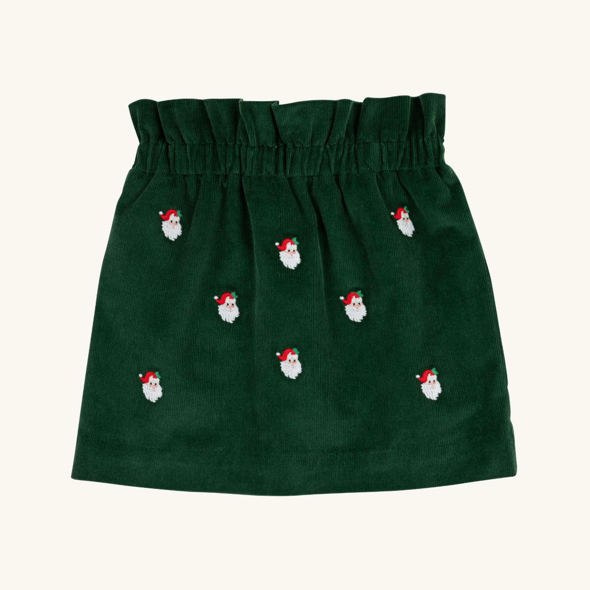 TBBC Beasley Bag Skirt: Grier Green Corduroy with Santa