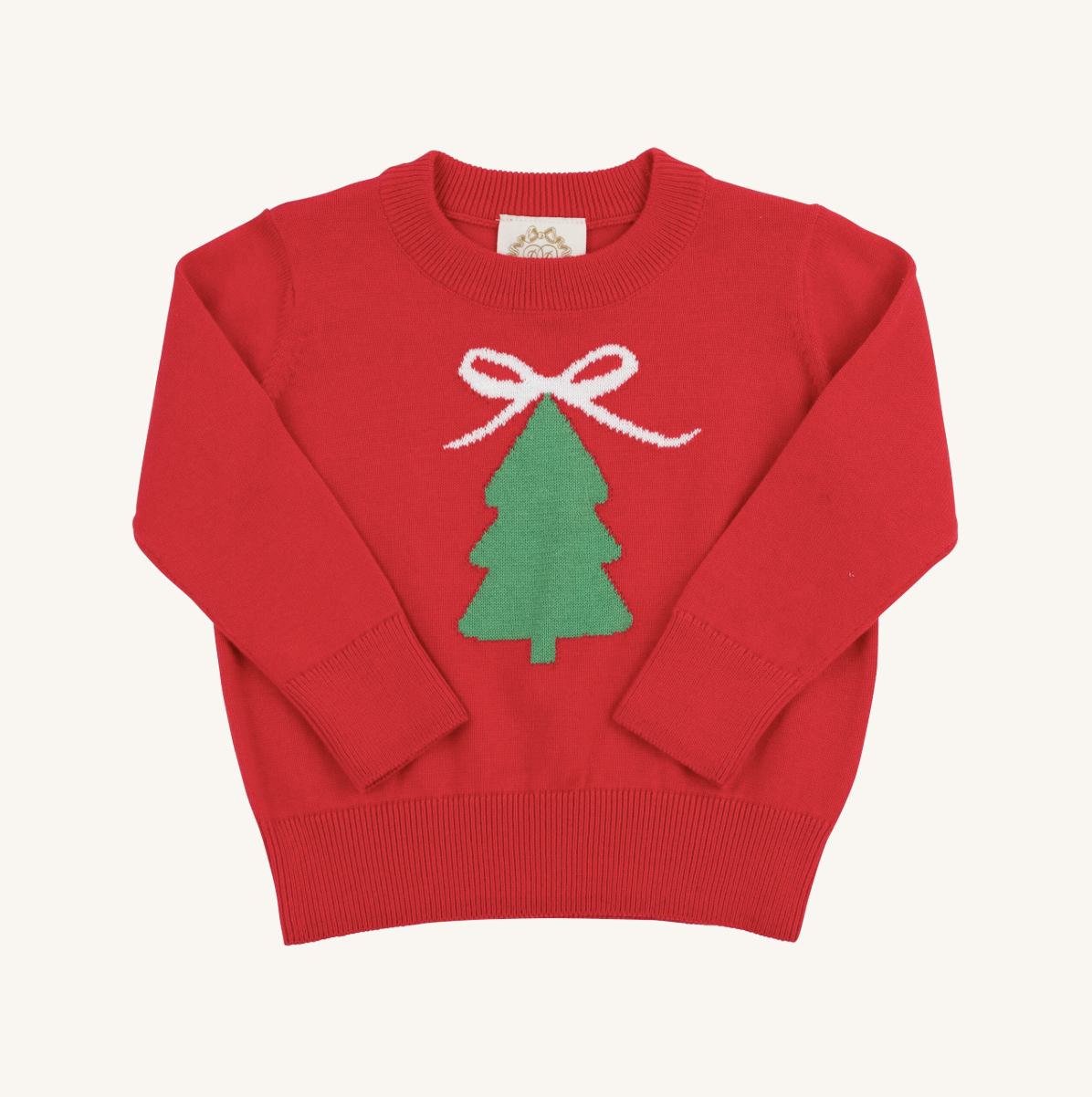 TBBC Isabelle`s Intarsia Sweater: Richmond Red/Christmas Tree