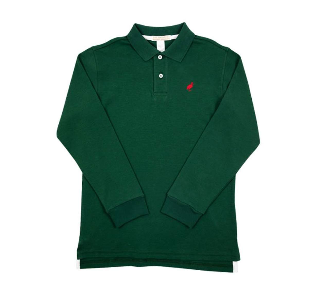 TBBC LS Prim And Proper Polo: Grier Green with Richmond Red Stork