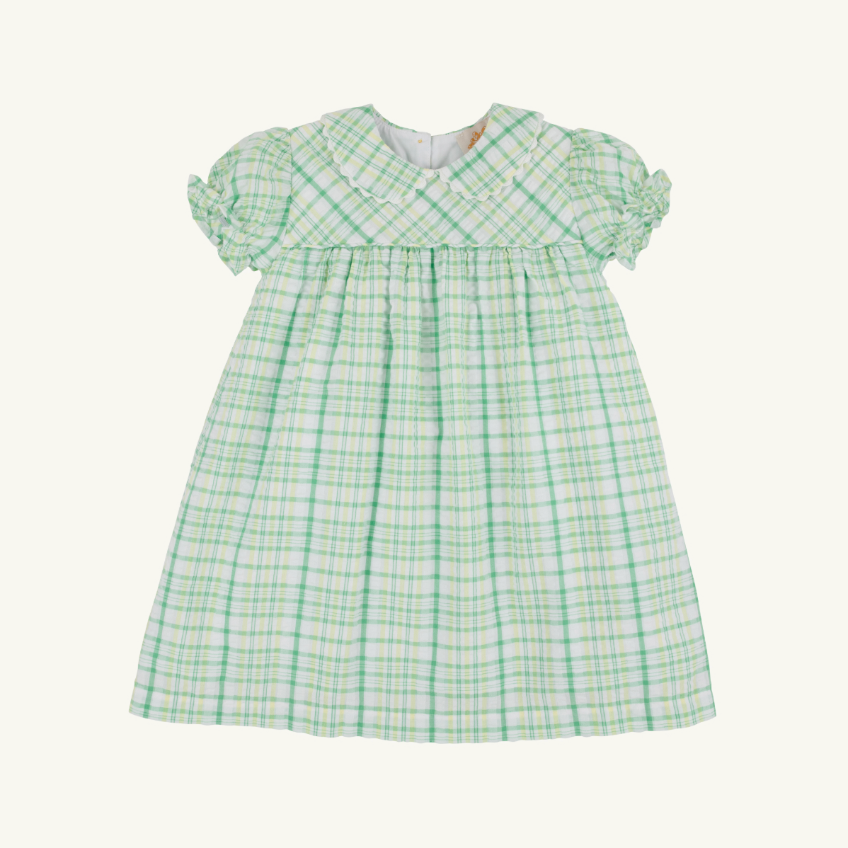 TBBC Seersucker Holly Day Dress: Gibson Island Green with Lake Worth Yellow