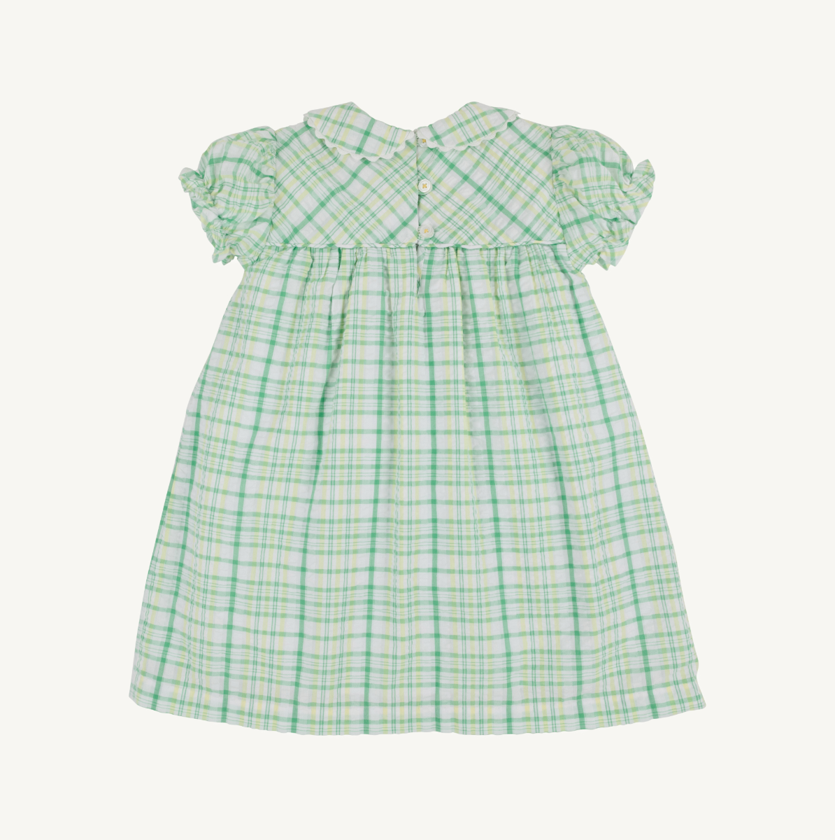 TBBC Seersucker Holly Day Dress: Gibson Island Green with Lake Worth Yellow