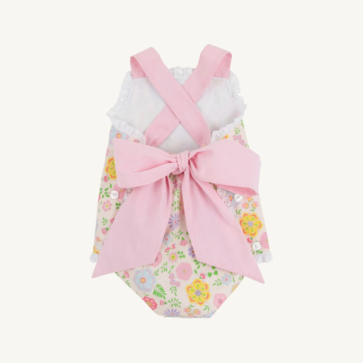Sisi Sunsuit - Broadcloth: Boca Grande Begonia/Hamptons Hot Pink Pique Stripe