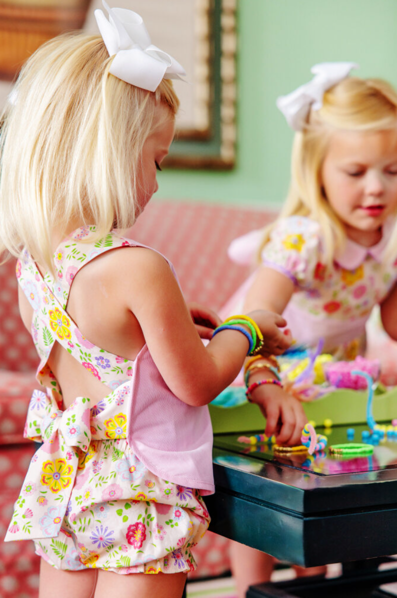 Betsey Bow Back Set - Broadcloth: Boca Grande Begonia/Hamptons Hot Pink Pique Stripe