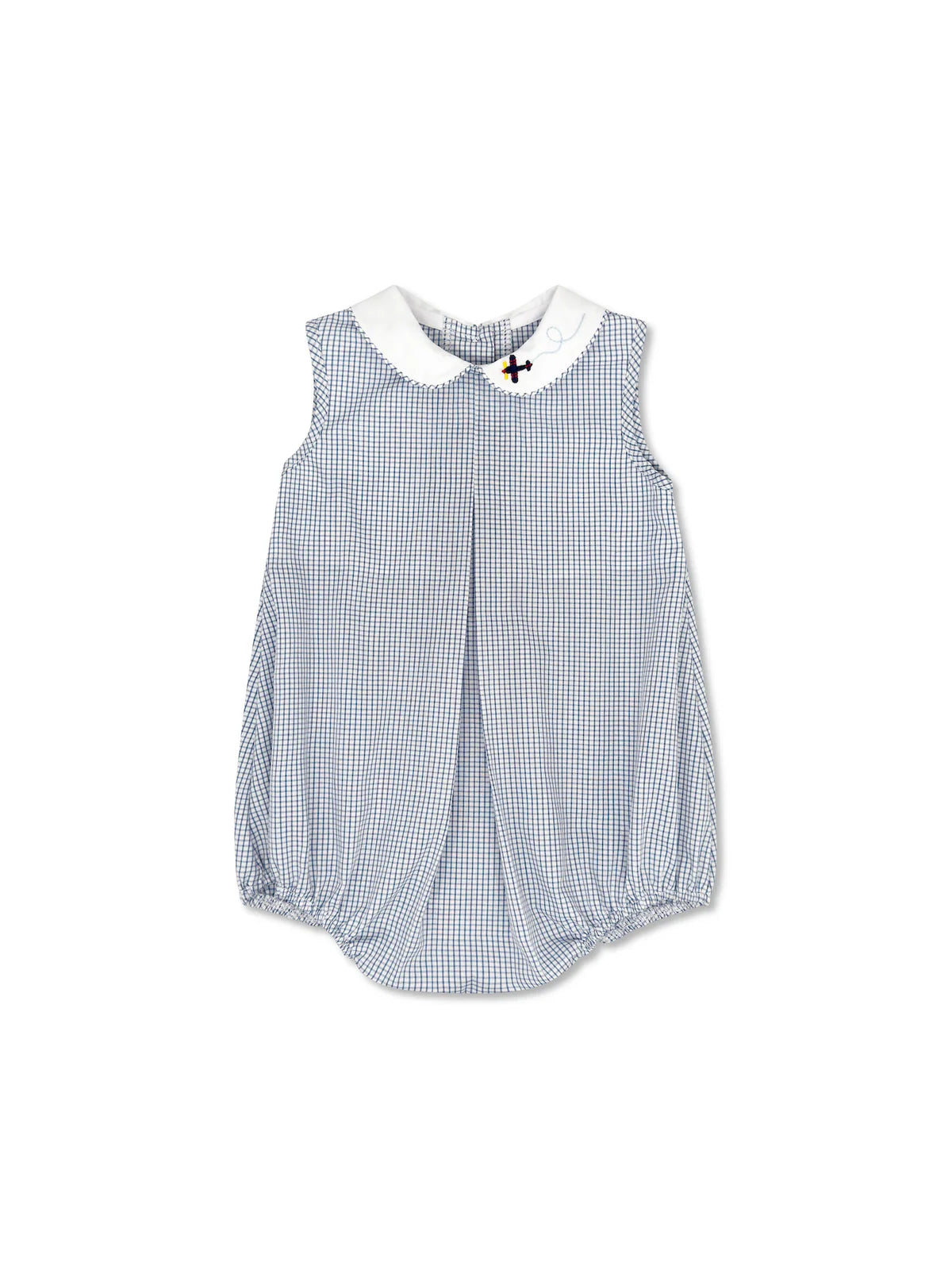 Collier Bubble: Newberry Navy Windowpane with Airplane Embroidery