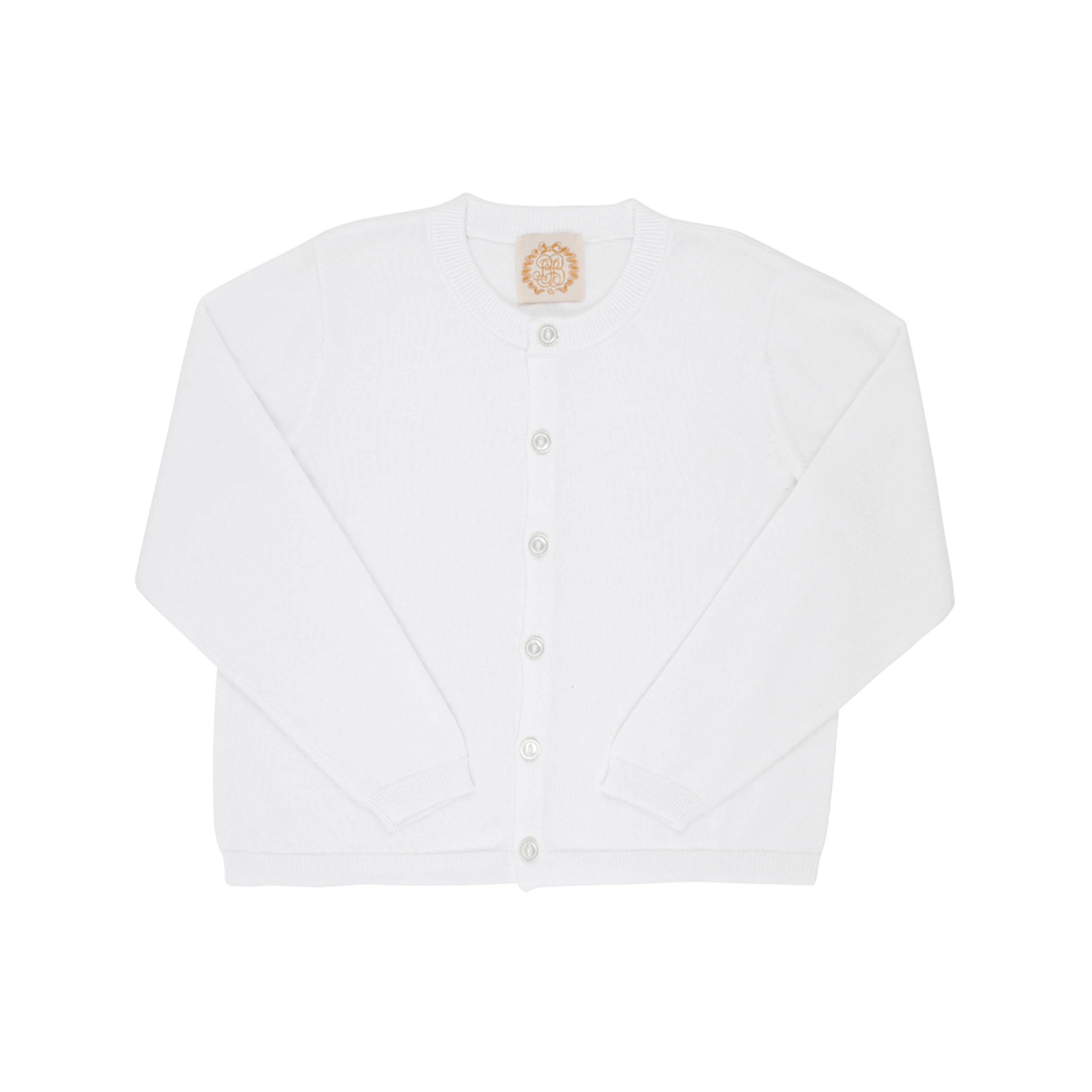 TBBC Cambridge Cardigan with Pearlized Buttons: Worth Ave White