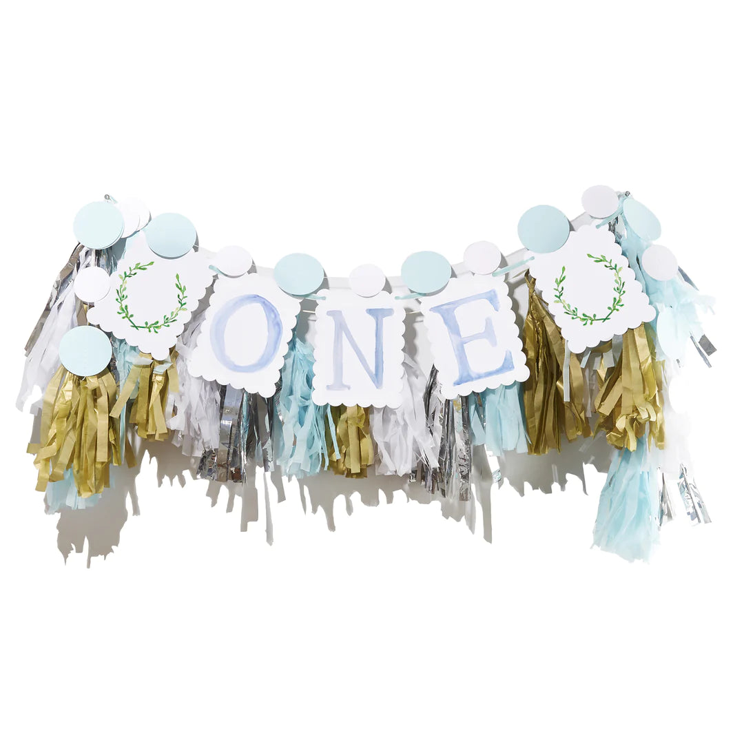 Over the Moon "ONE" Birthday Banner w/Laurel Wreath