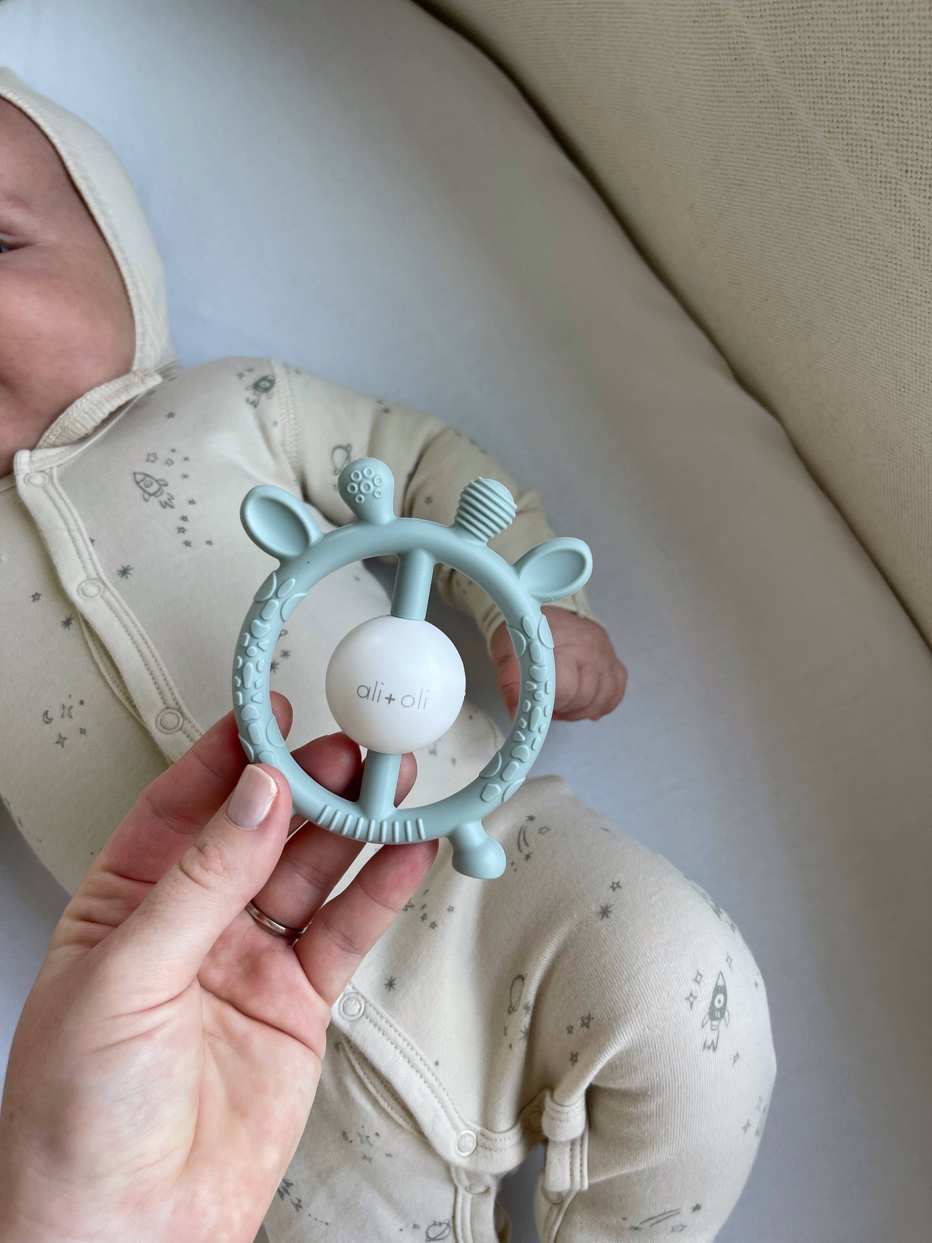 Giraffe Teether & Rattle Food-Grade Silicone Toy: Mist