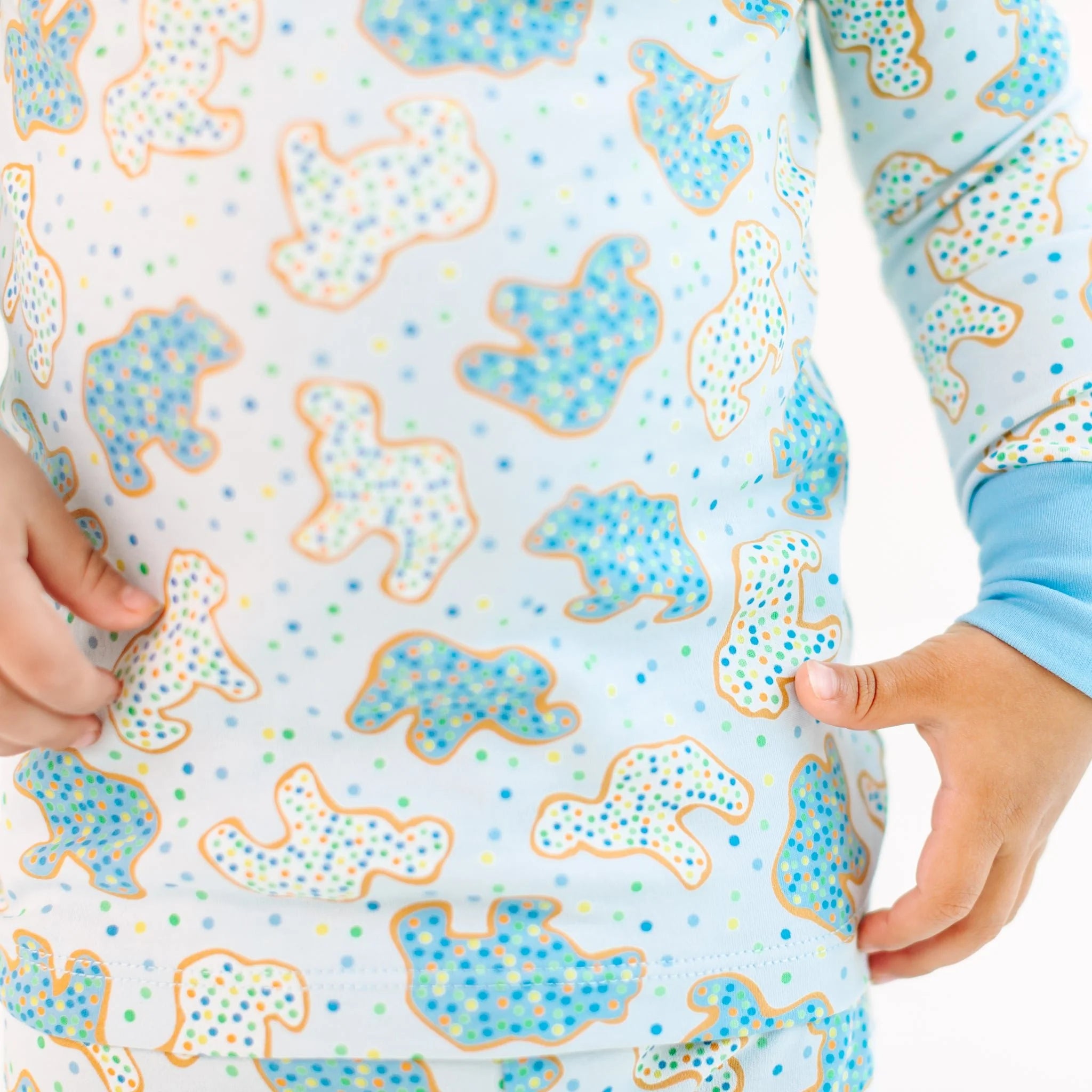 Animal Crackers Long Pajamas: Light Blue