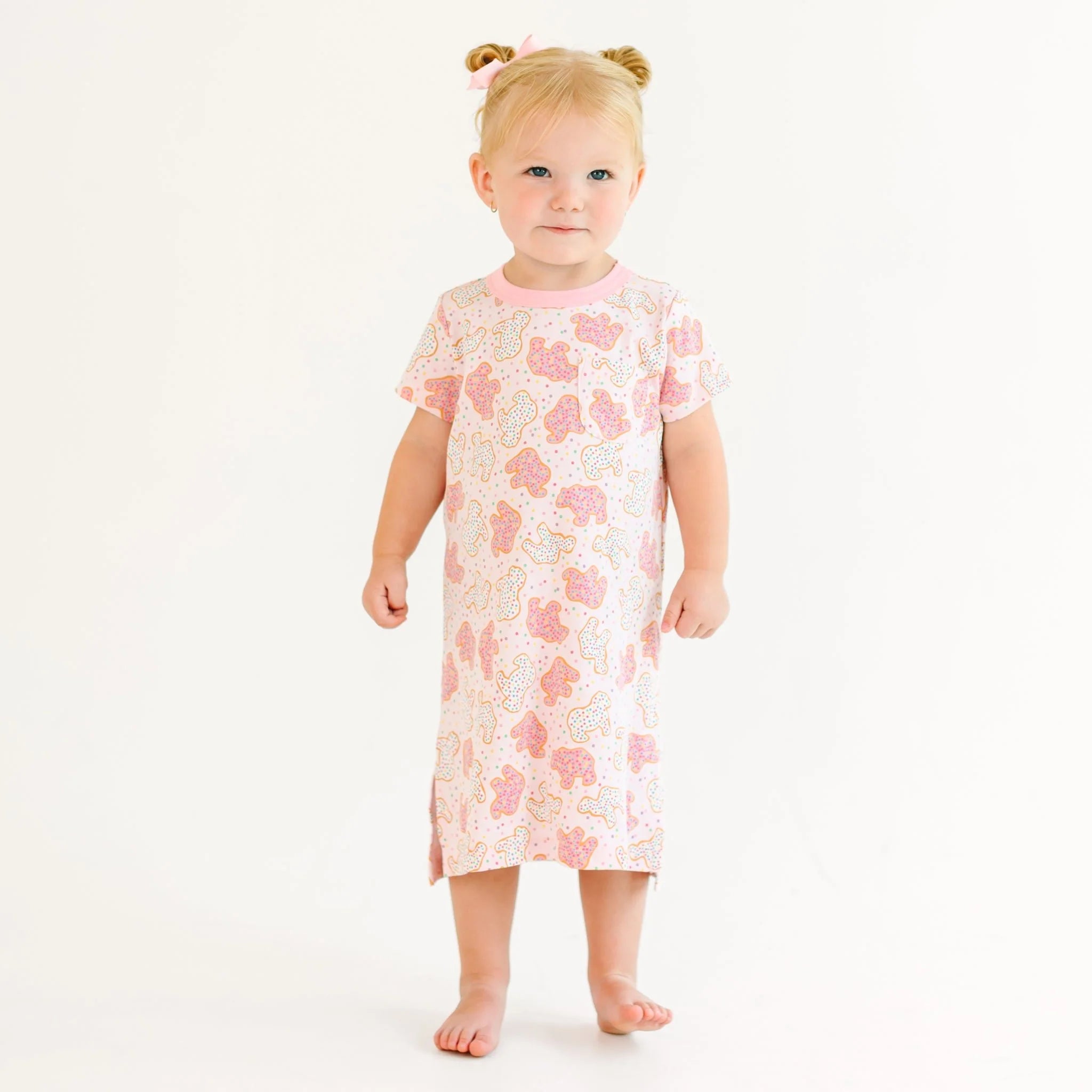 Animal Crackers Short Sleeve Nightdress: Pink