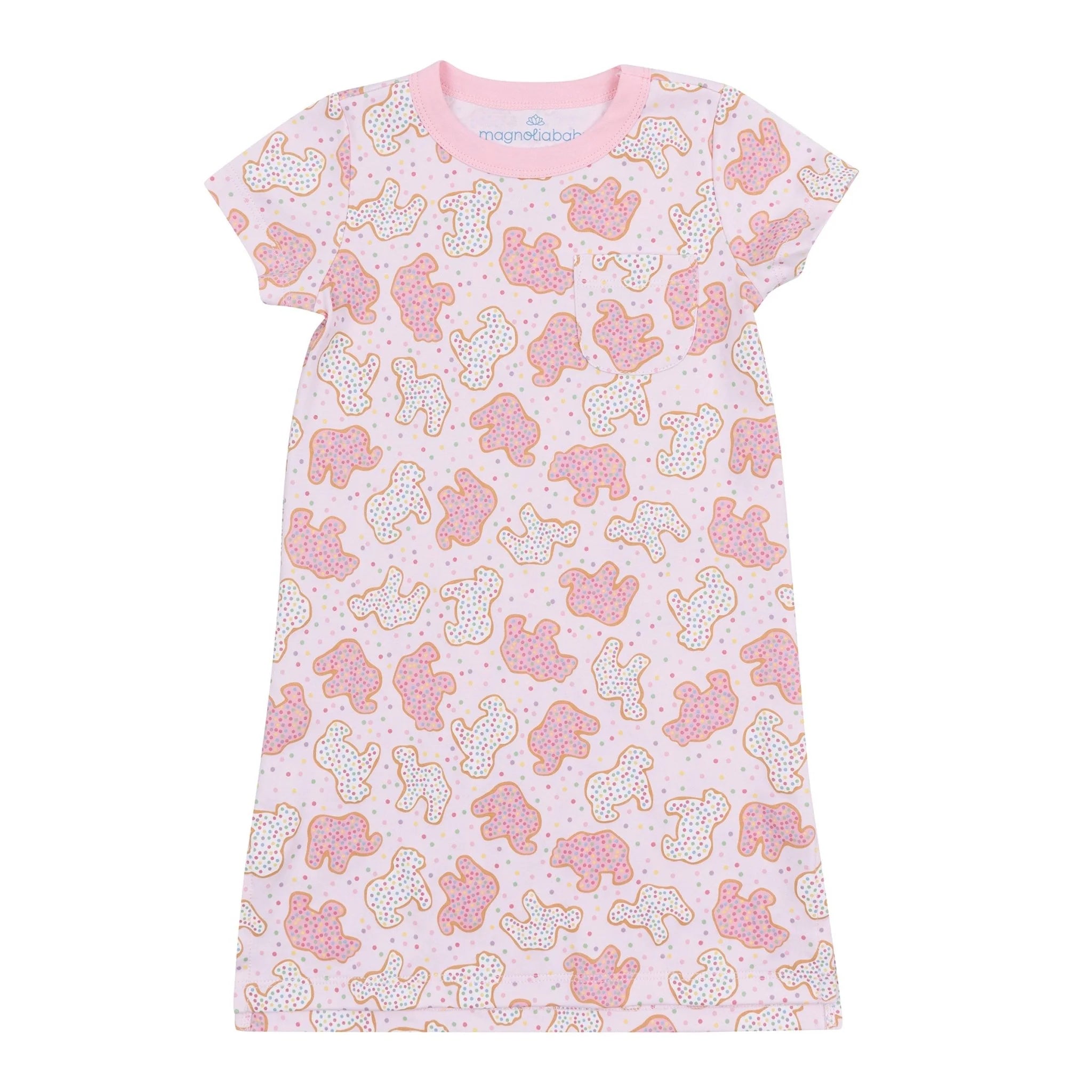 Animal Crackers Short Sleeve Nightdress: Pink
