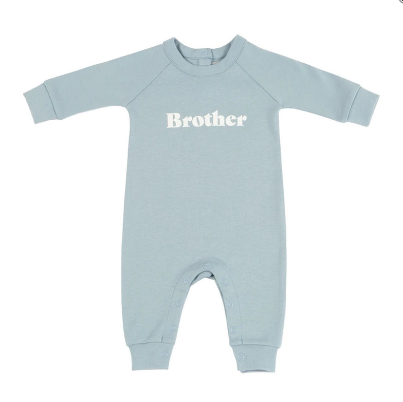 "Brother" Long Romper: Sky Blue