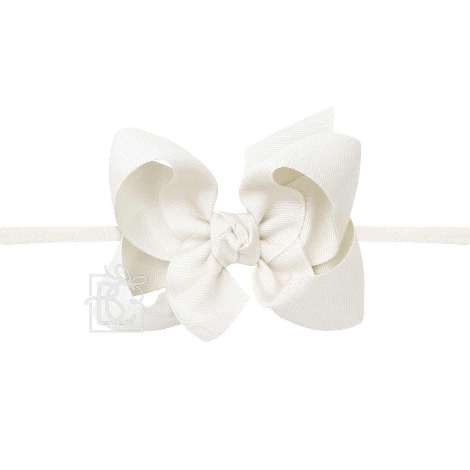4.5" Infant Headband Hairbow: Antique White
